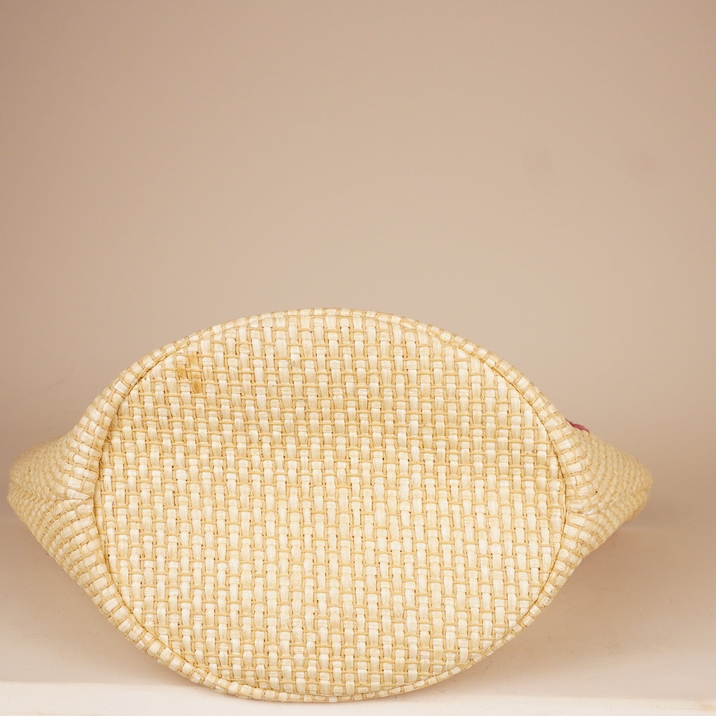 PRE-OWNED Kendra Beige Raffia Embroidered Basket Bag