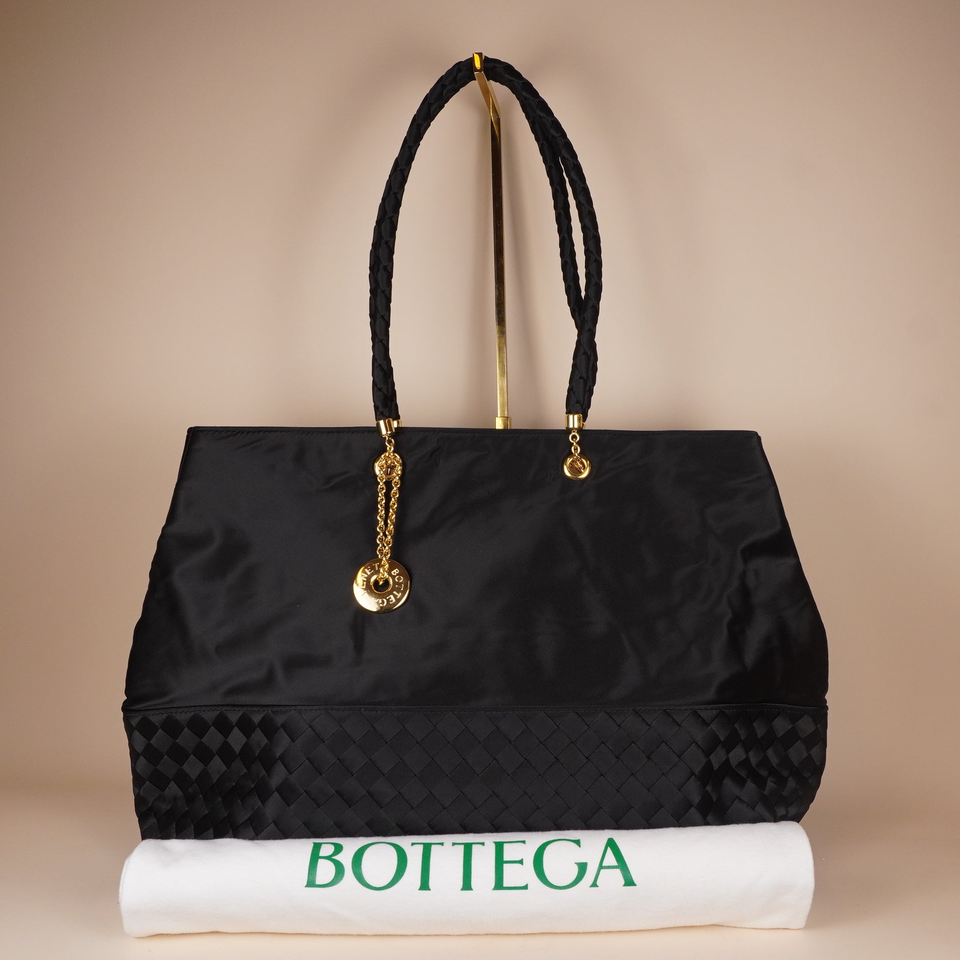PRE-OWNED BV Vintage Satin & Intrecciato Shoulder Bag