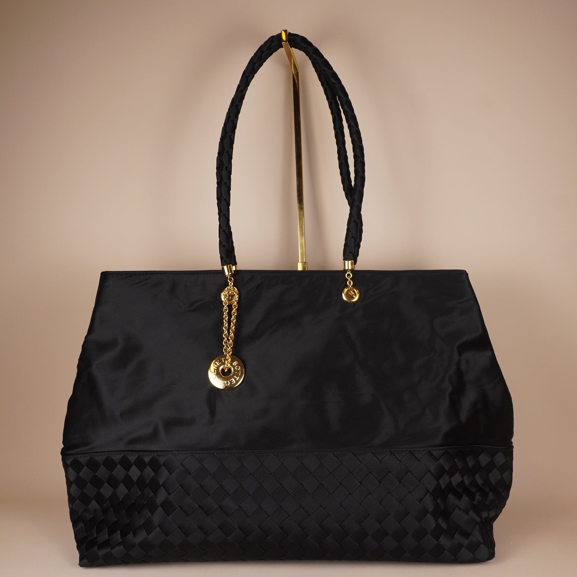 PRE-OWNED BV Vintage Satin & Intrecciato Shoulder Bag