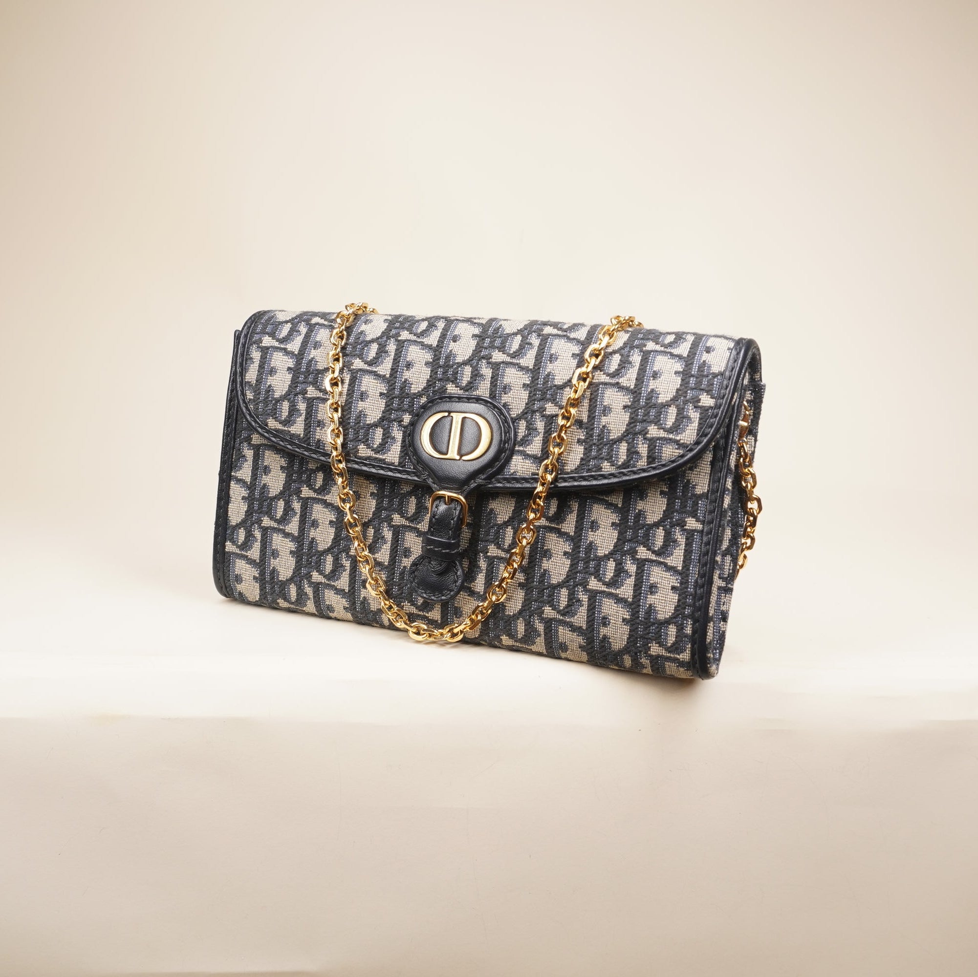 PRE-OWNED Oblique Bobby East West Pouch With Chain