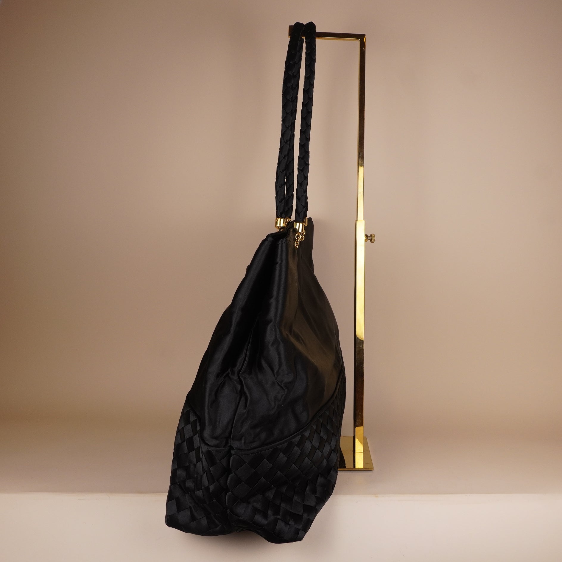 PRE-OWNED BV Vintage Satin & Intrecciato Shoulder Bag