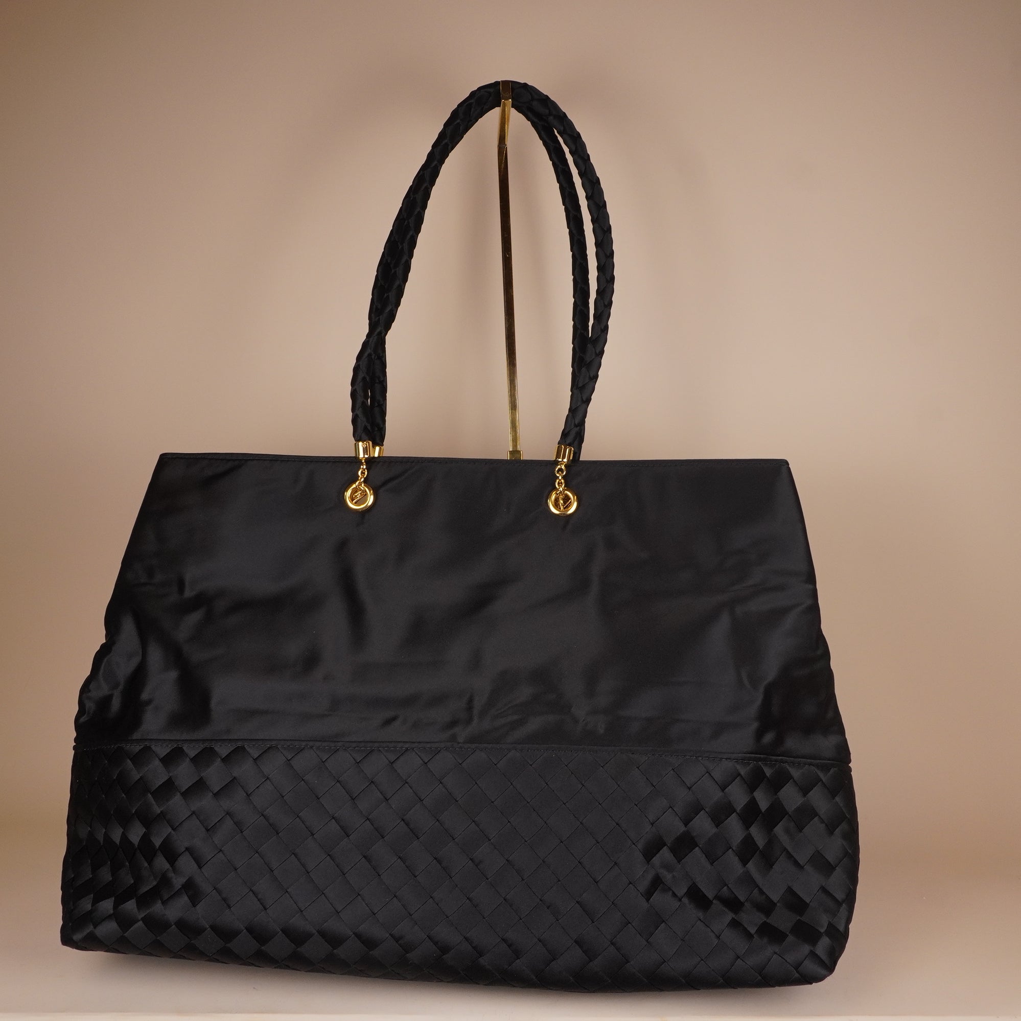PRE-OWNED BV Vintage Satin & Intrecciato Shoulder Bag