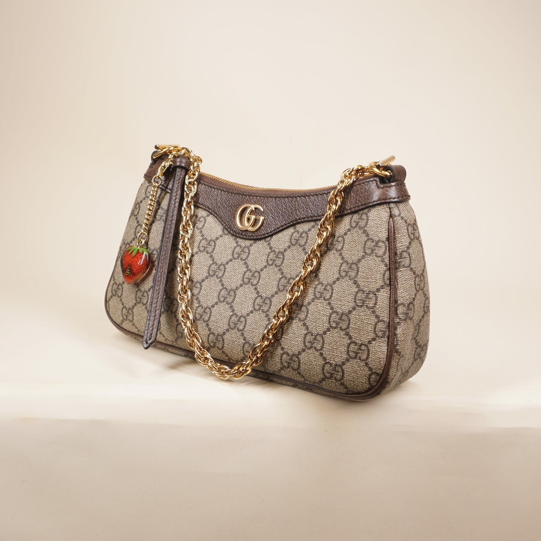 PRE-OWNED Ophidia GG Coated Canvas Strawberry Shoulder Bag