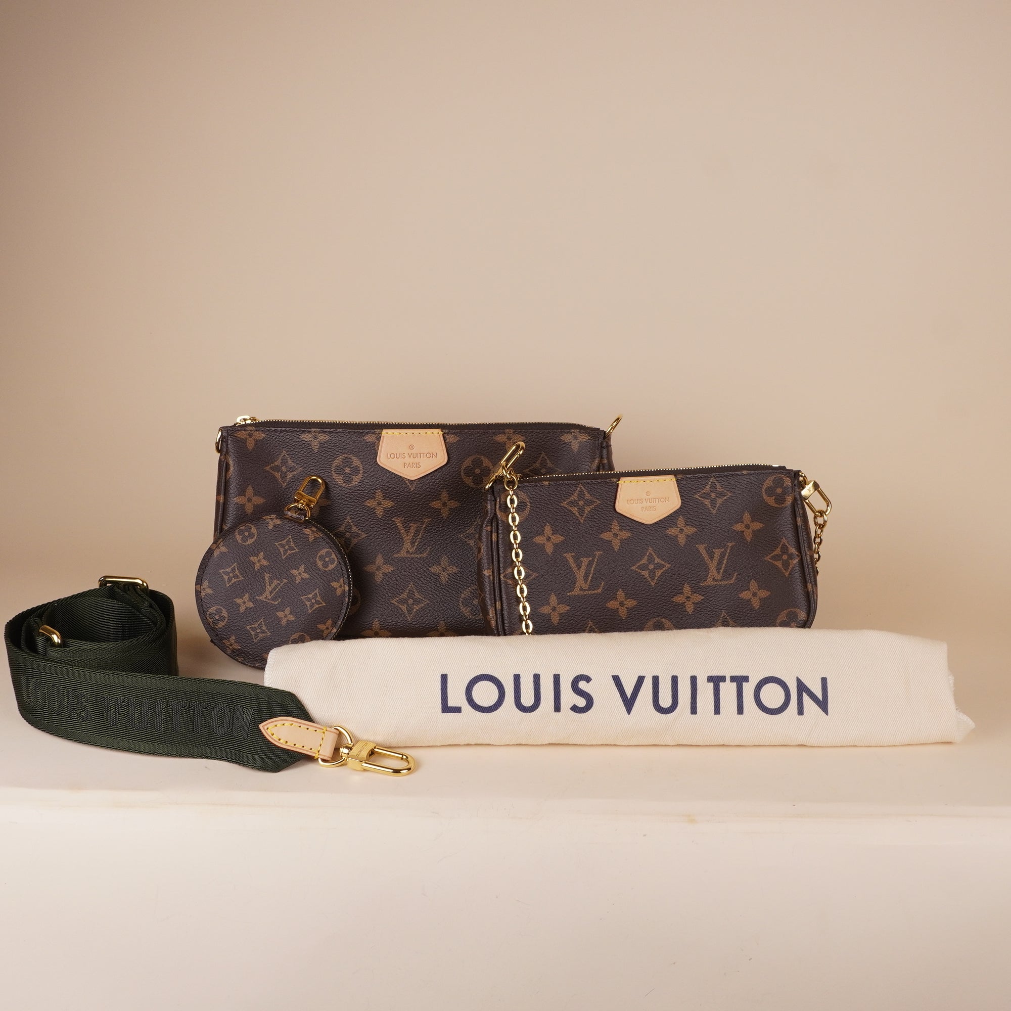 PRE-OWNED LV Monogram Multi Pochette w/strap