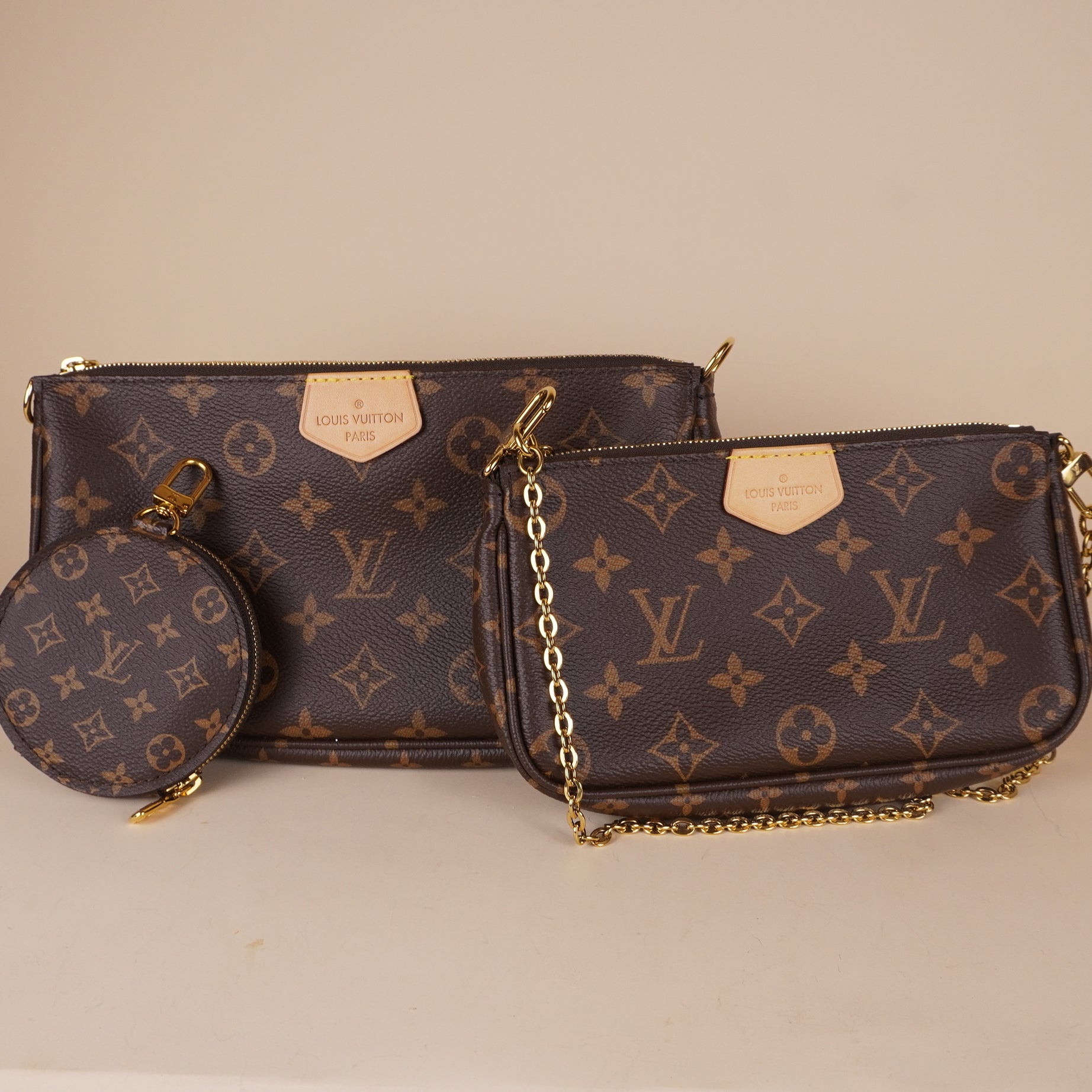 PRE-OWNED LV Monogram Multi Pochette w/strap