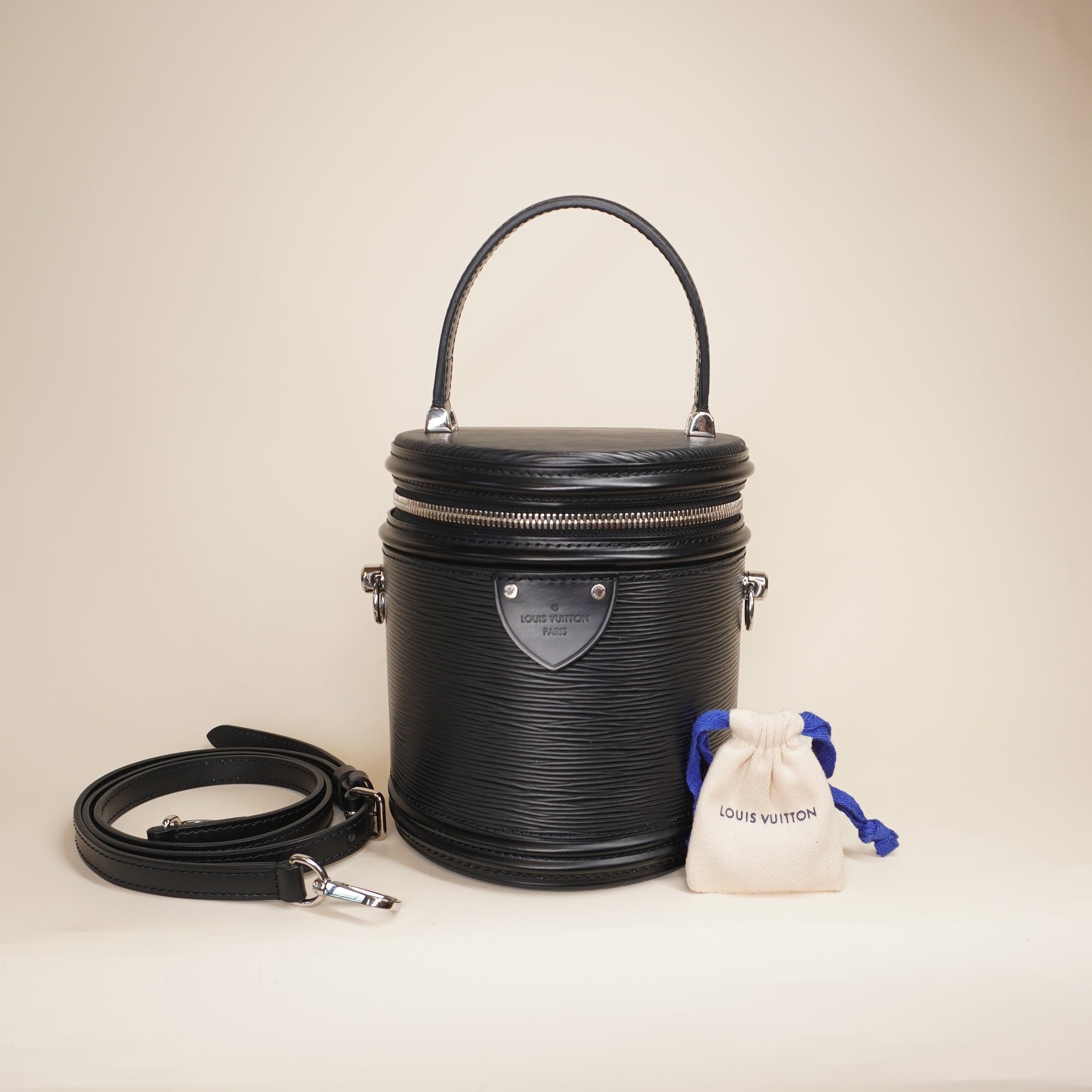 PRE-OWNED LV Cannes EPI Black Calfskin Shoulder Bag