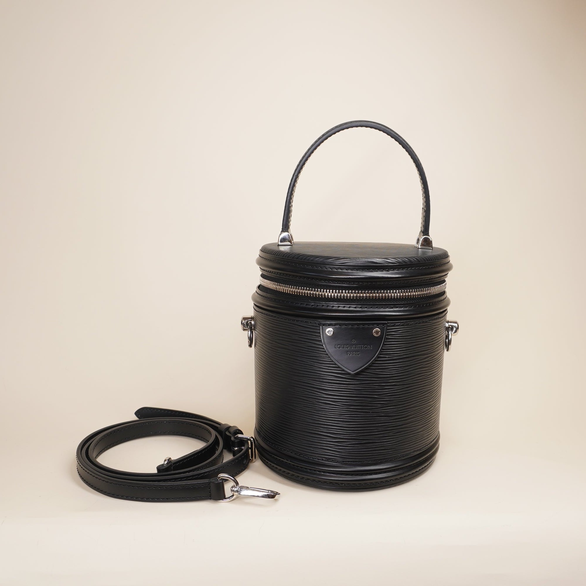 PRE-OWNED LV Cannes EPI Black Calfskin Shoulder Bag