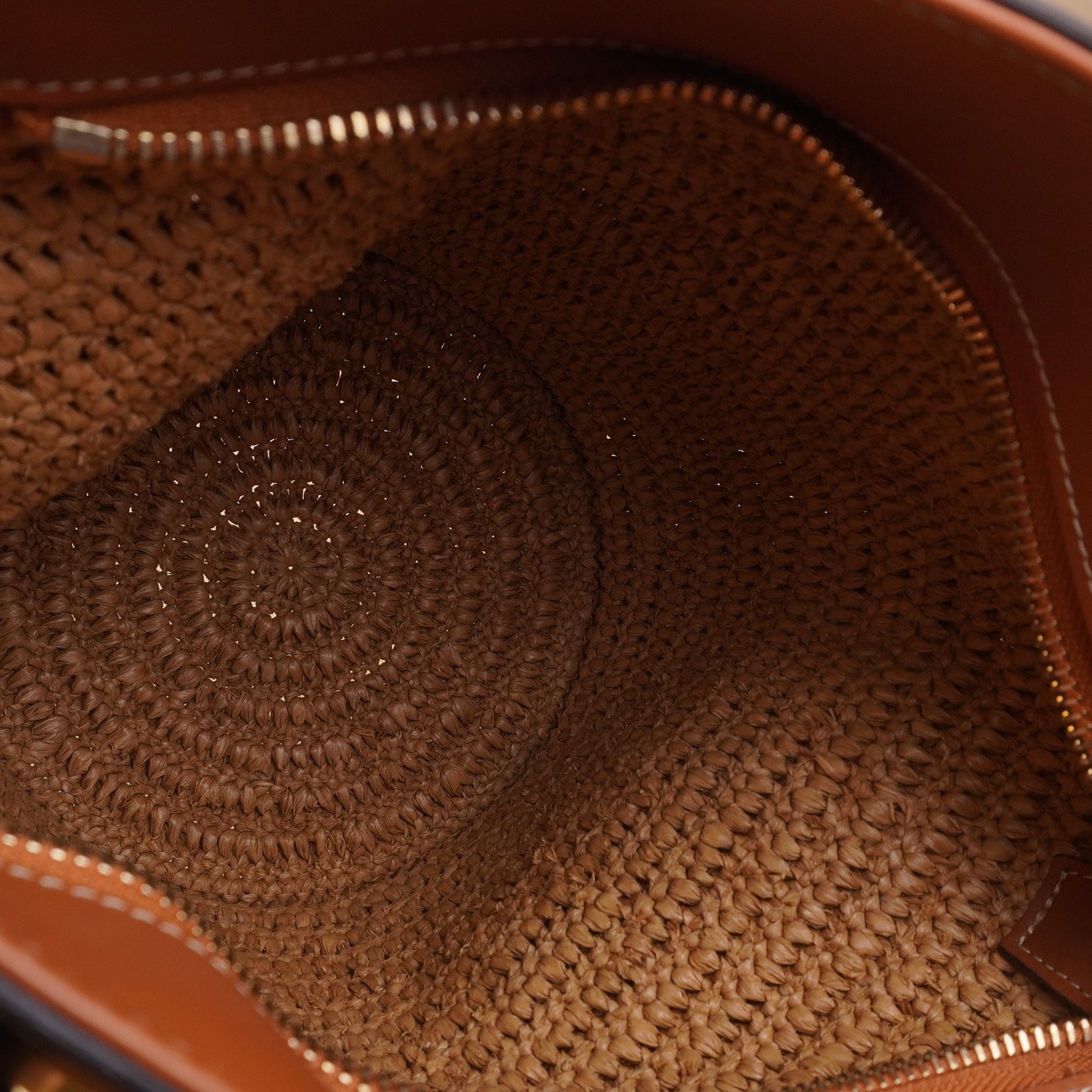 PRE-OWNED Horsebit Crecy Bucket Bag Raffia