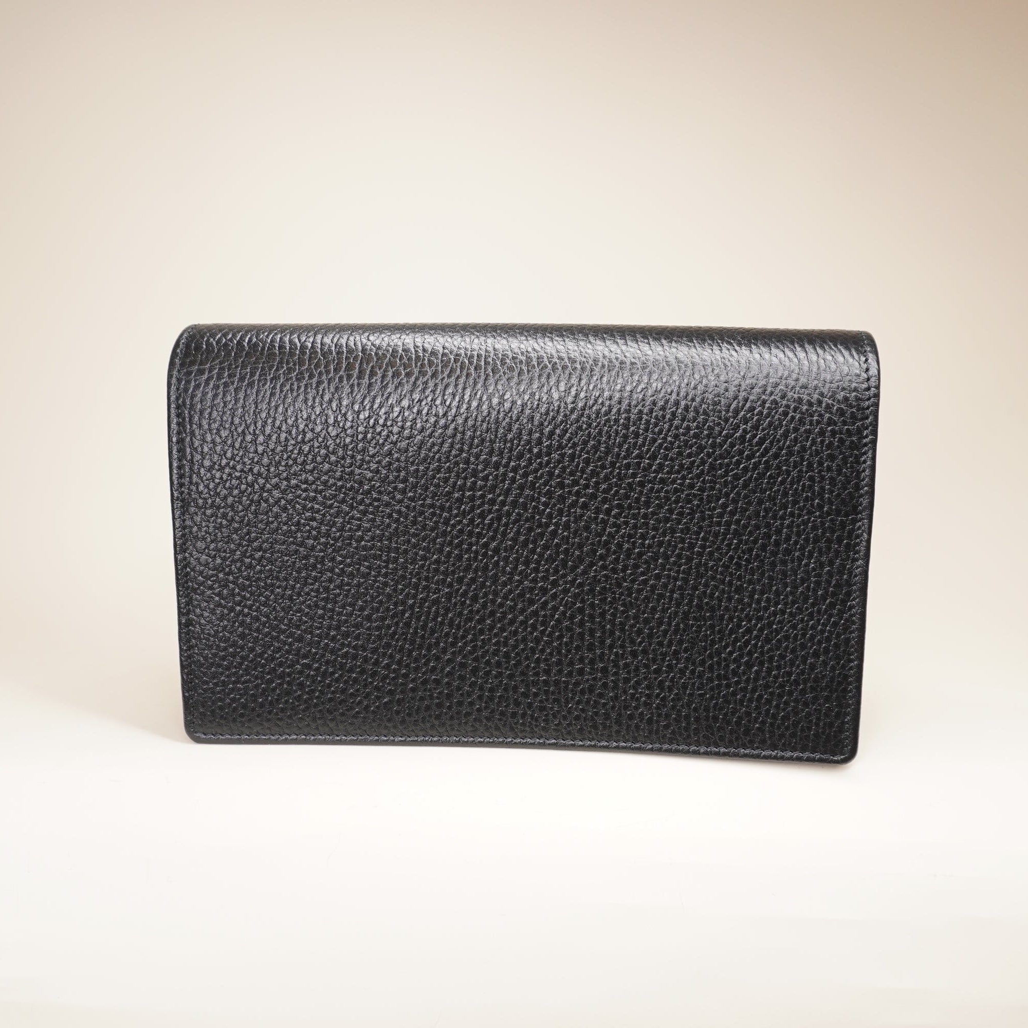 PRE-OWNED Black GG Marmont Wallet on a Chain Crossbody Bag