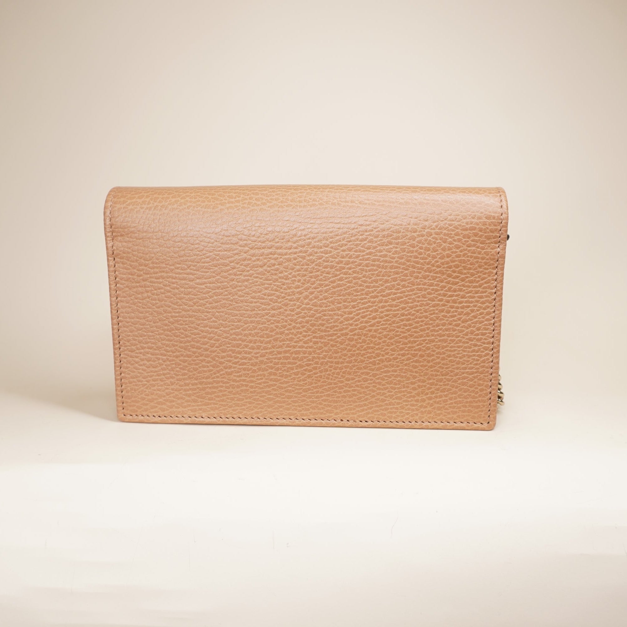 PRE-OWNED GG Beige G Interlocking Wallet on a Chain Crossbody Bag