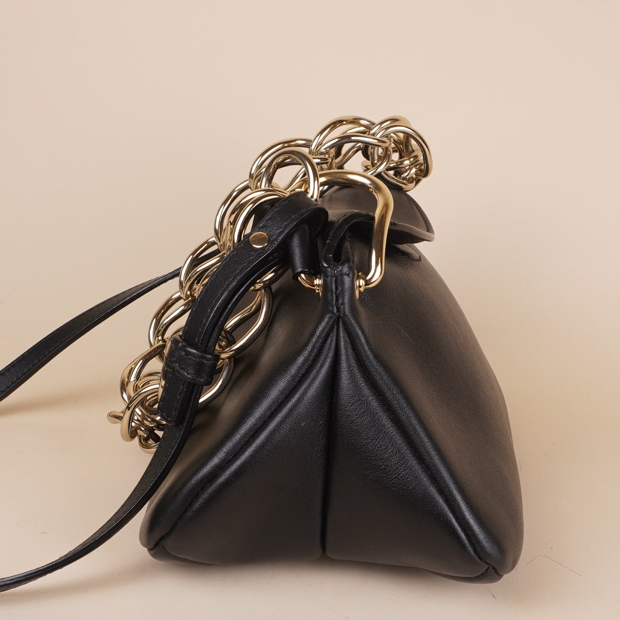 PRE-OWNED Shiny Calfskin Mini Juana Shoulder Bag Black
