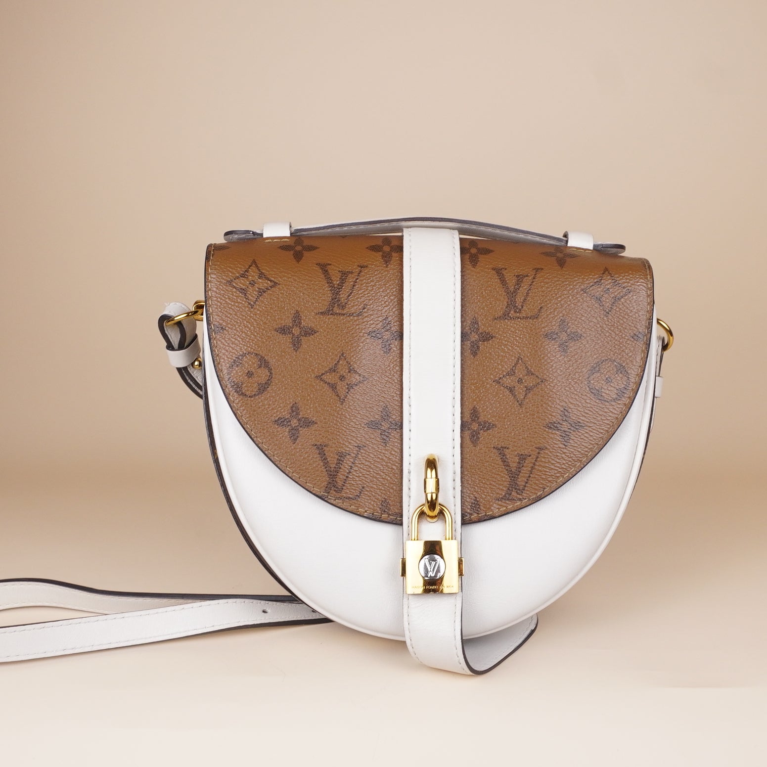 PRE-OWNED LV White Reverse Monogram Canvas Chantilly Lock Bag