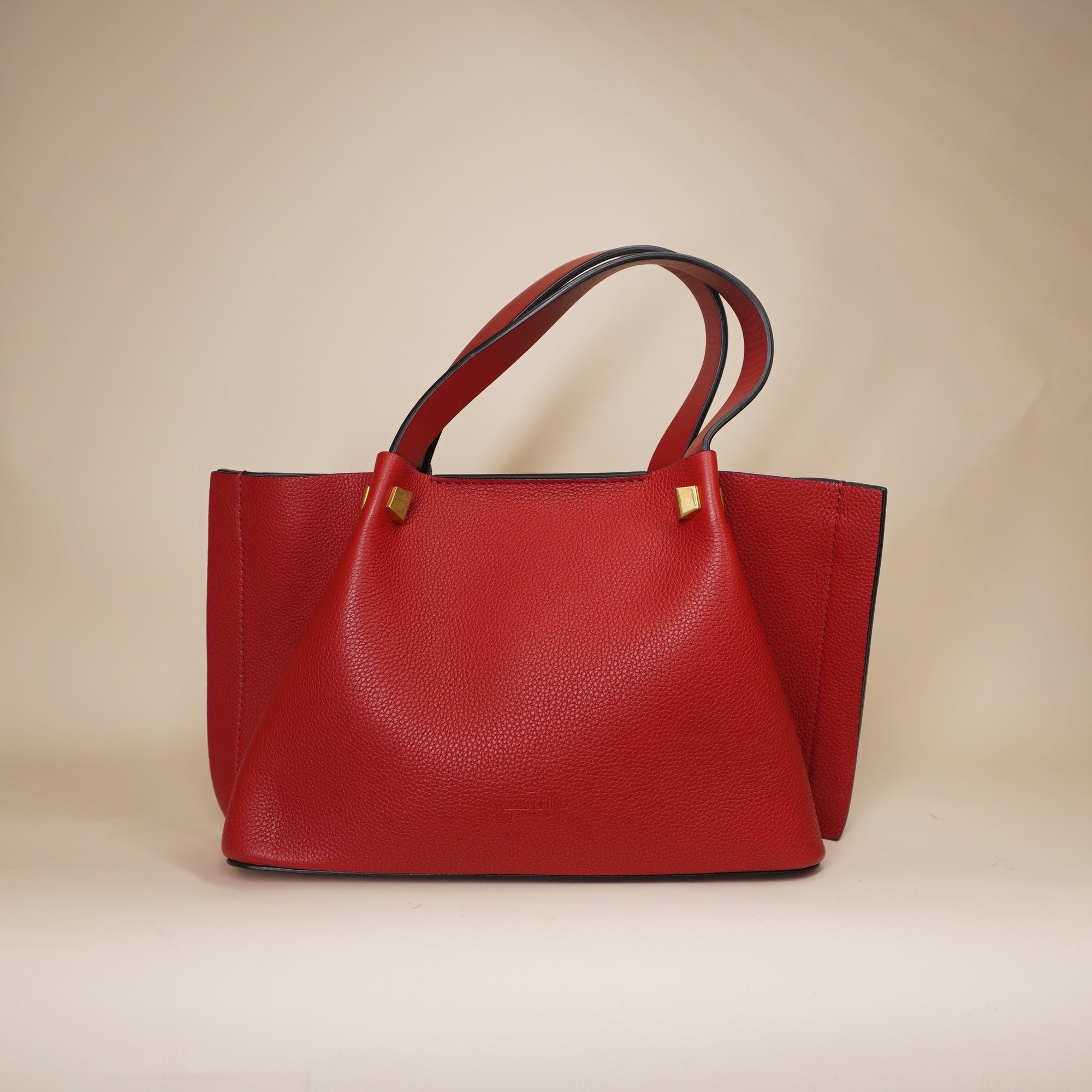 PRE-OWNED Medium VLogo Red Leather Tote Shoulder Bag