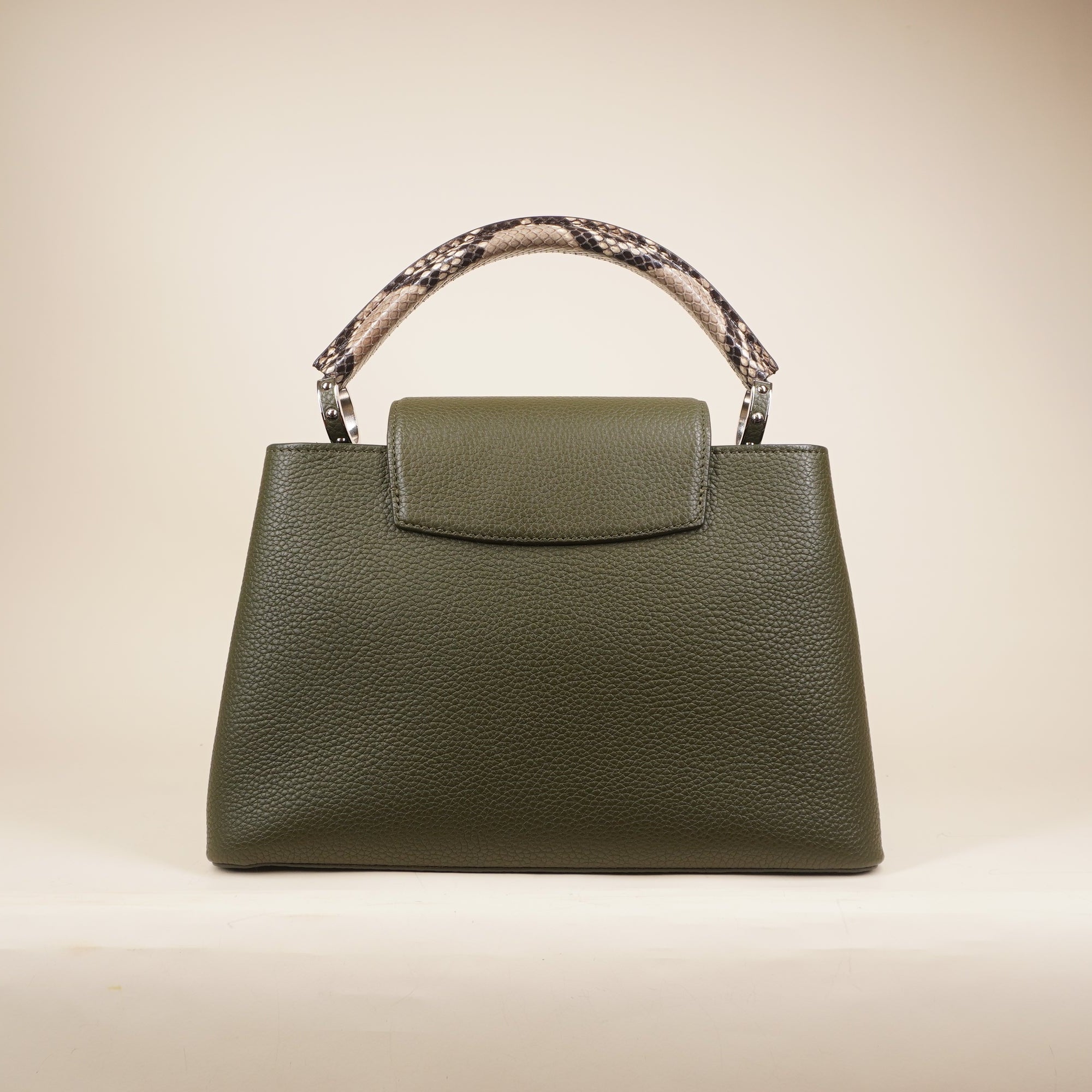 PRE-OWNED Taurillon Capucines BB Green Python Shoulder bag