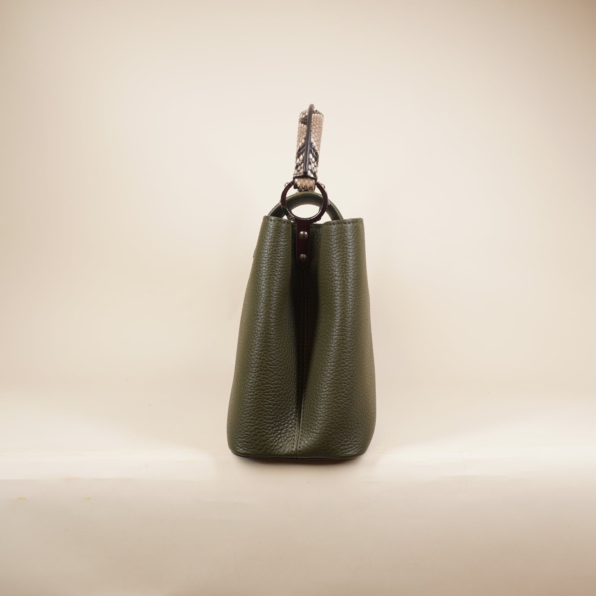 PRE-OWNED Taurillon Capucines BB Green Python Shoulder bag
