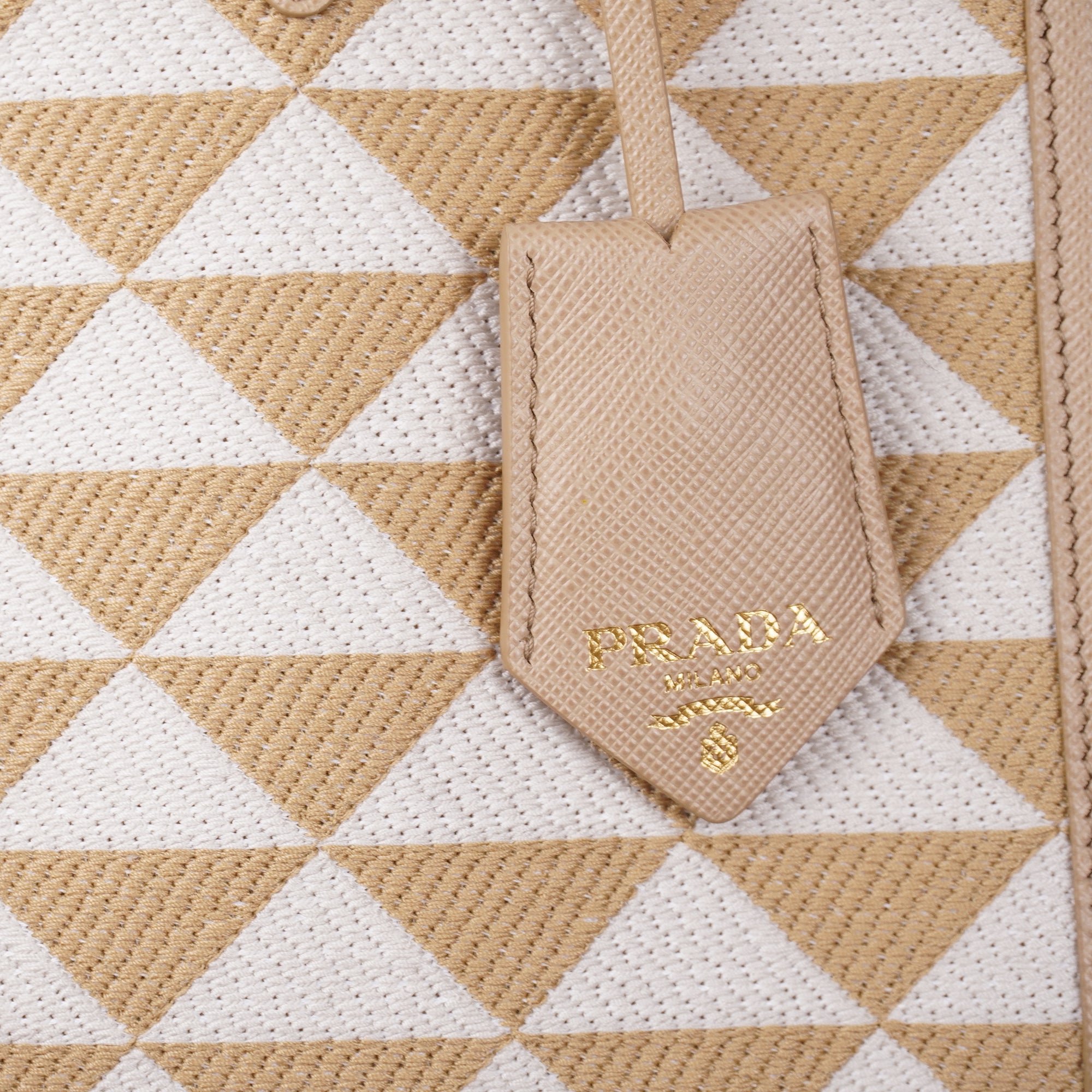 PRE-OWNED Mini Triangolo Beige Jacquard Symbole Crossbody Bag