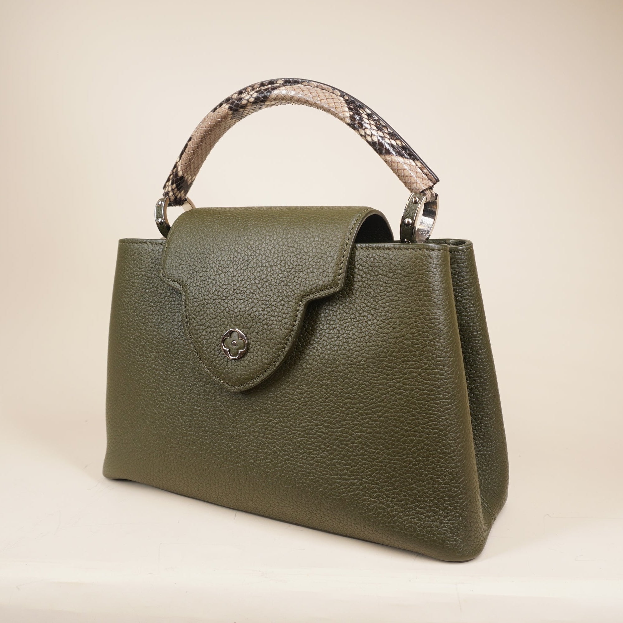 PRE-OWNED Taurillon Capucines BB Green Python Shoulder bag