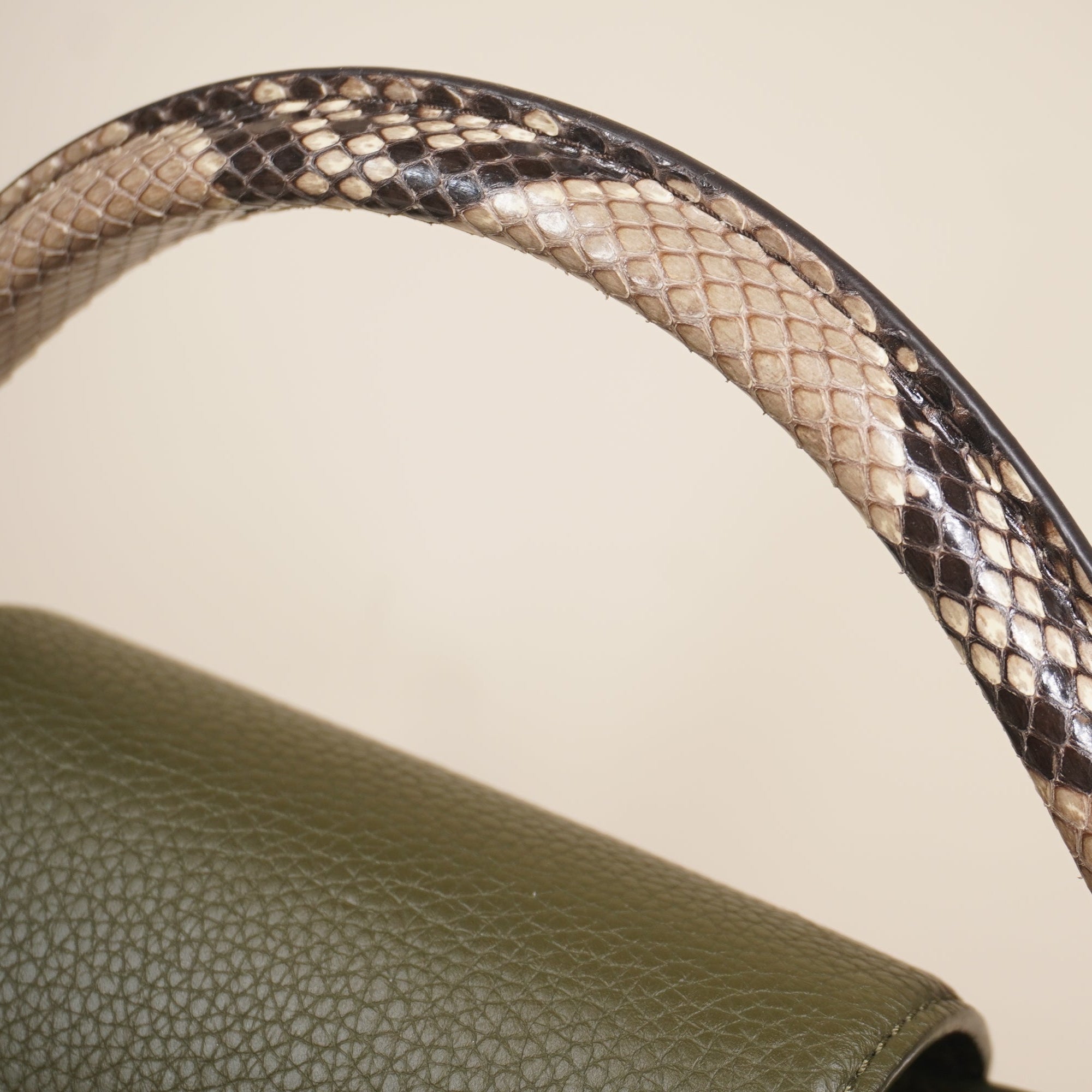 PRE-OWNED Taurillon Capucines BB Green Python Shoulder bag