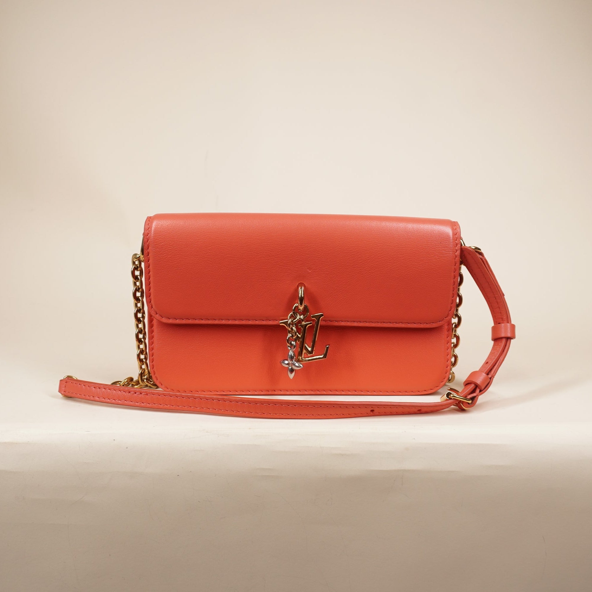 PRE-OWNED LV Leather Bloom Wallet on Chain Crossbody Bag