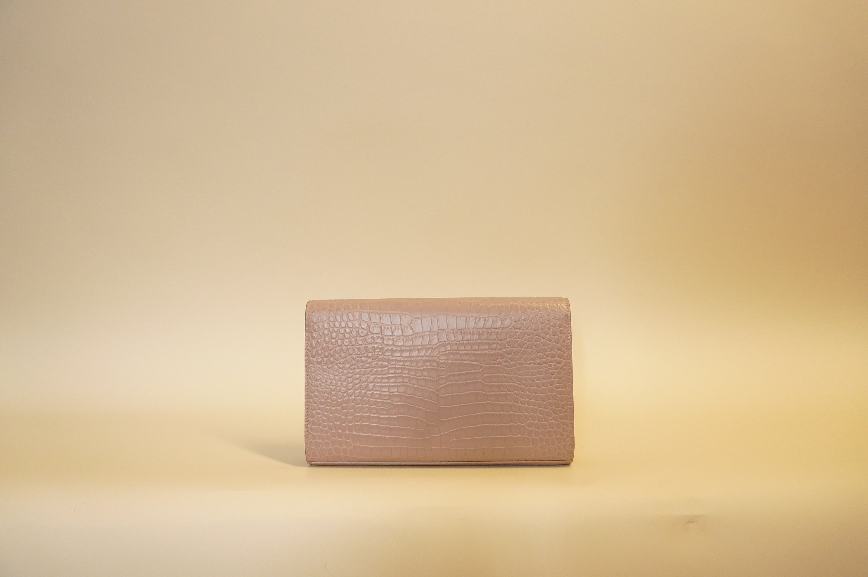 PRE-OWNED Rose Crocodile Calfskin Wallet on Chain