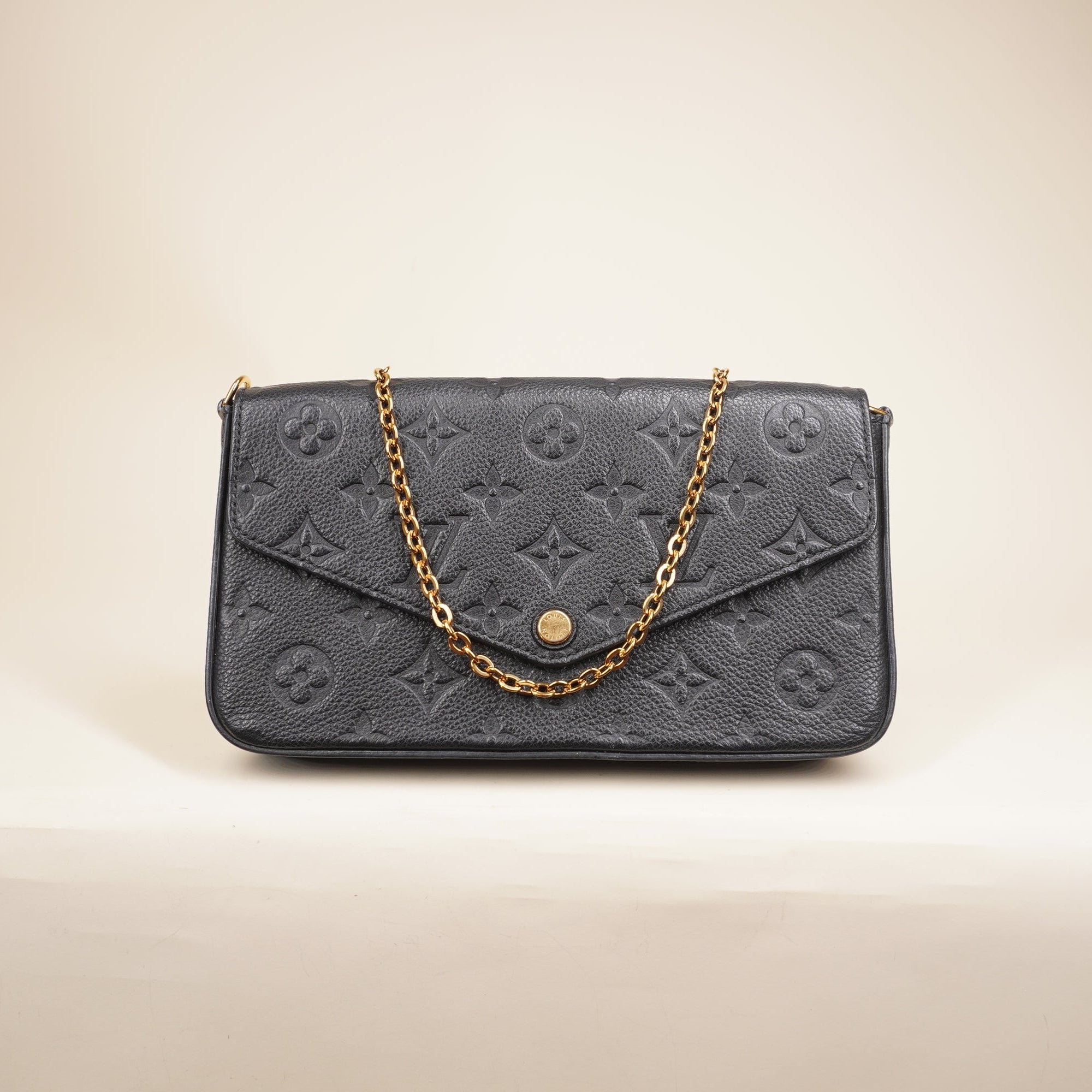 PRE-OWNED LV Empreinte Pochette Felicie Chain Wallet Black 