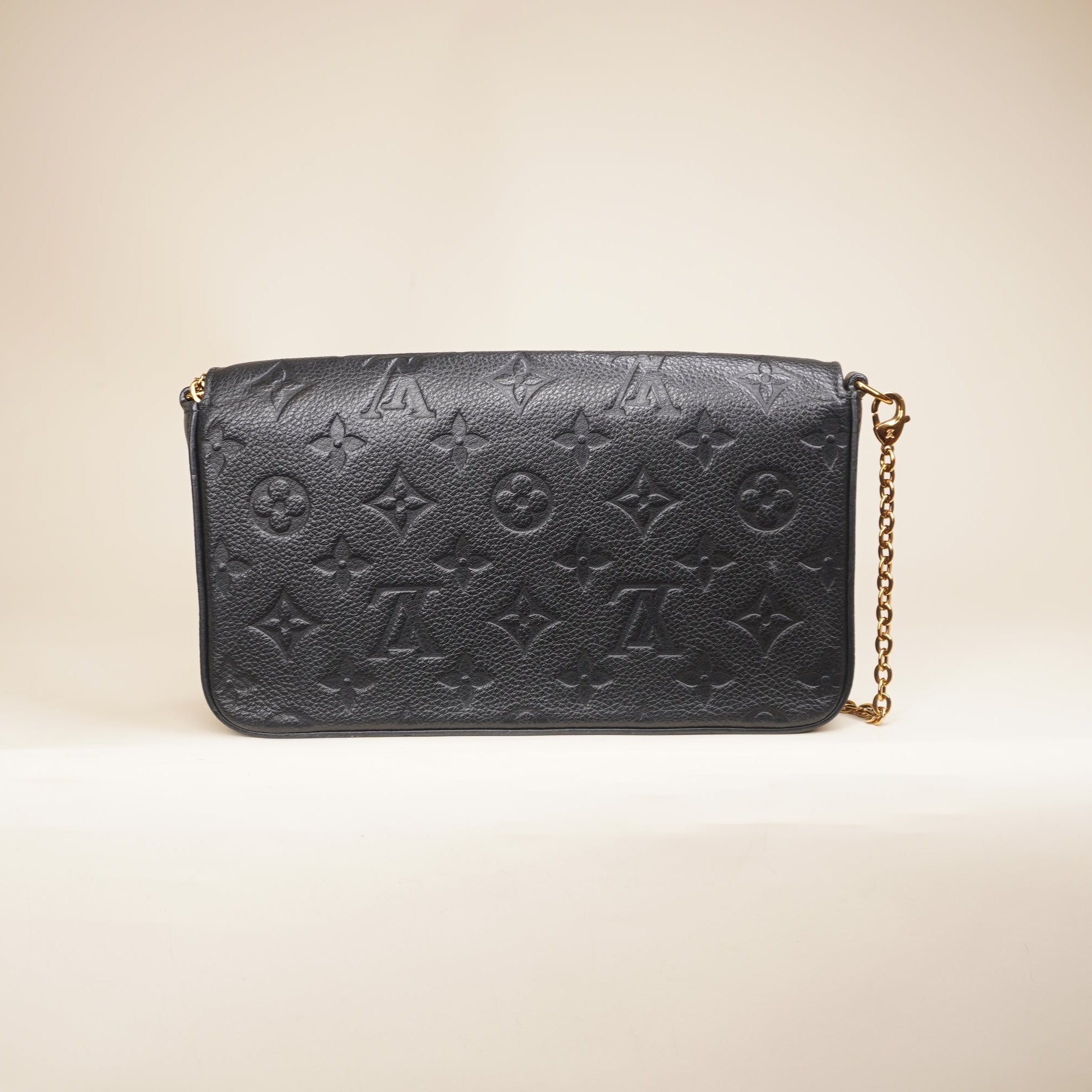 PRE-OWNED LV Empreinte Pochette Felicie Chain Wallet Black 