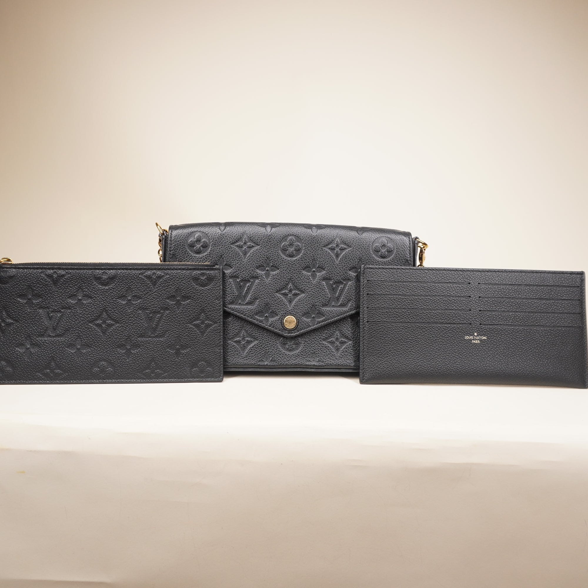 PRE-OWNED LV Empreinte Pochette Felicie Chain Wallet Black 