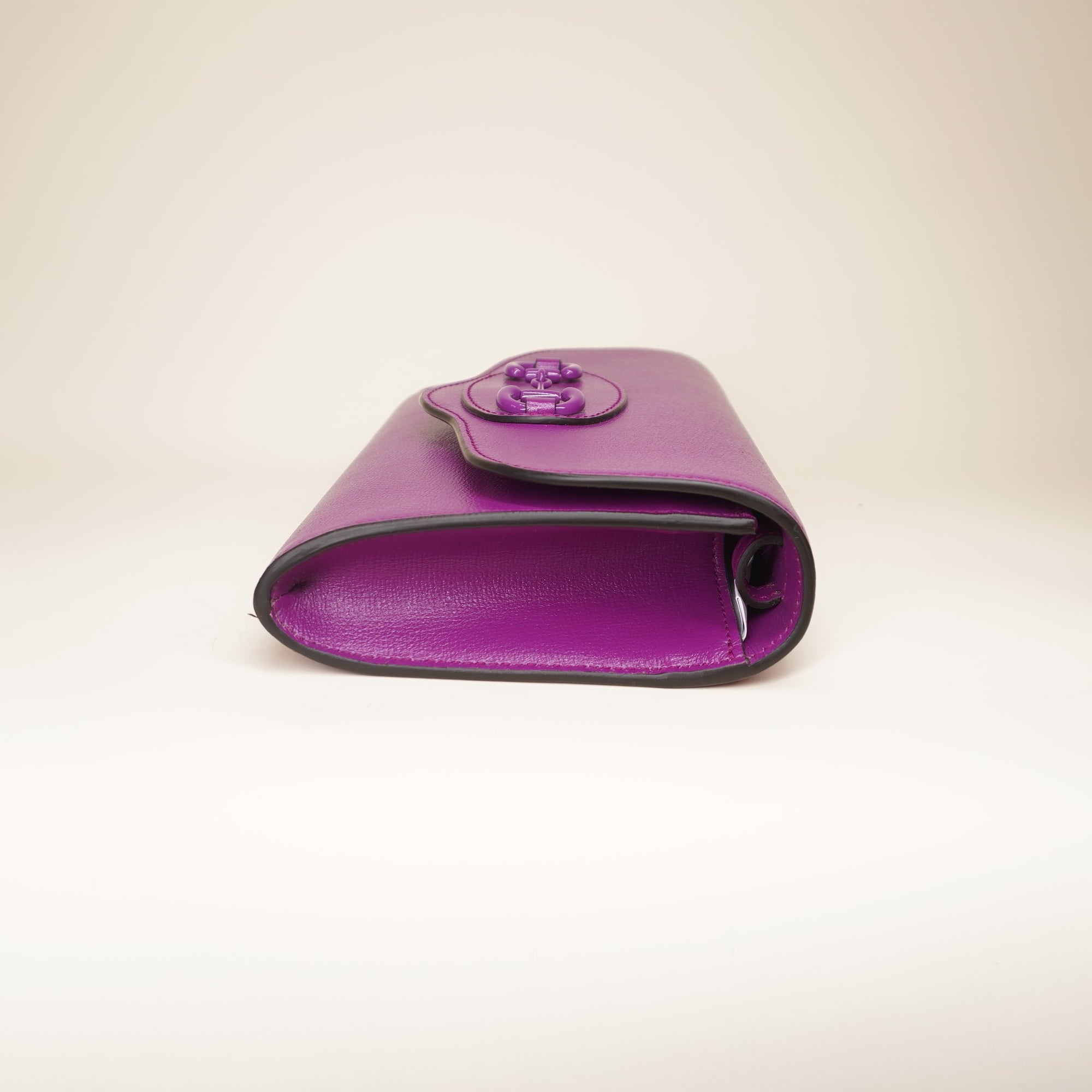 PRE-OWNED GG  Purple Horsebit 1955 Curved Flap Shoulder Bag 