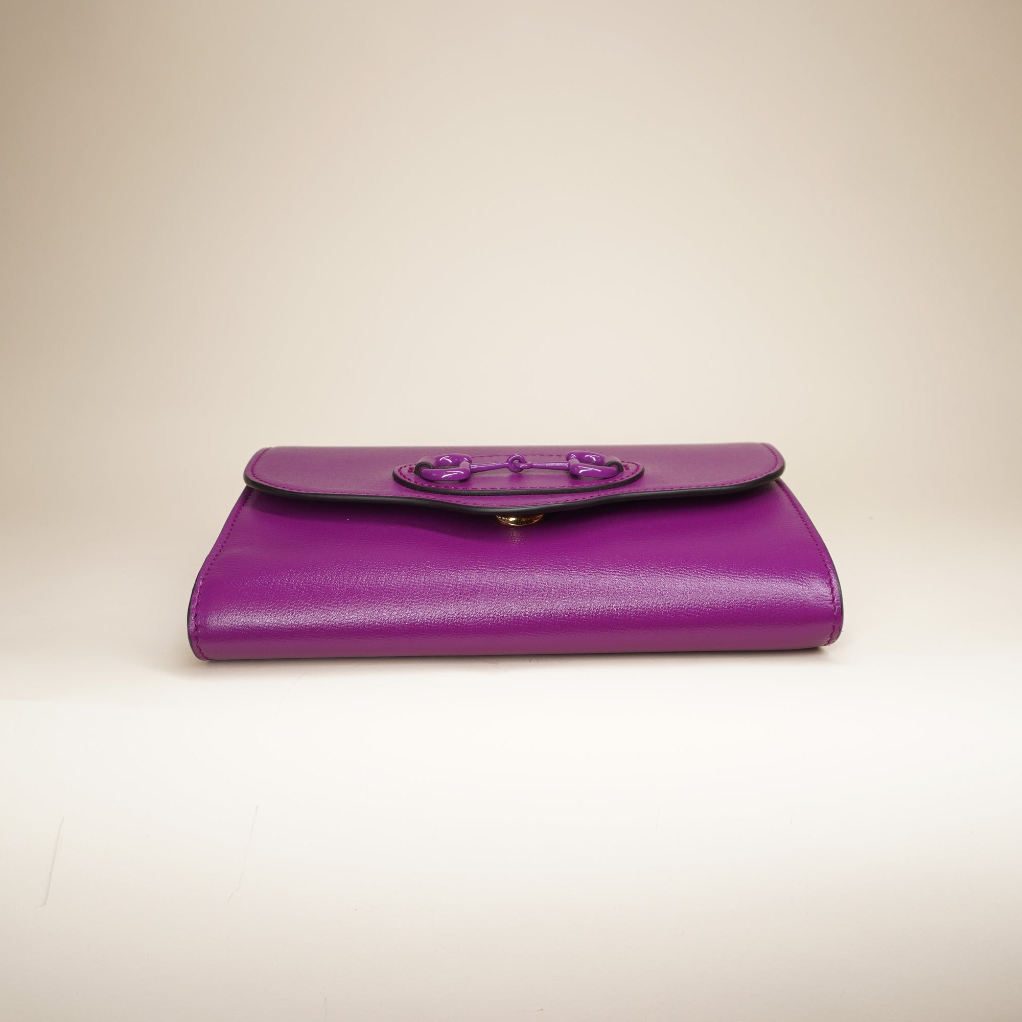 PRE-OWNED GG  Purple Horsebit 1955 Curved Flap Shoulder Bag 