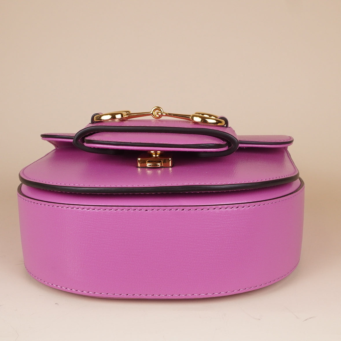 PRE-OWNED GG Azalea Calfskin Mini Top Handle Horsebit 1955 Crossbody Bag Libre Pink