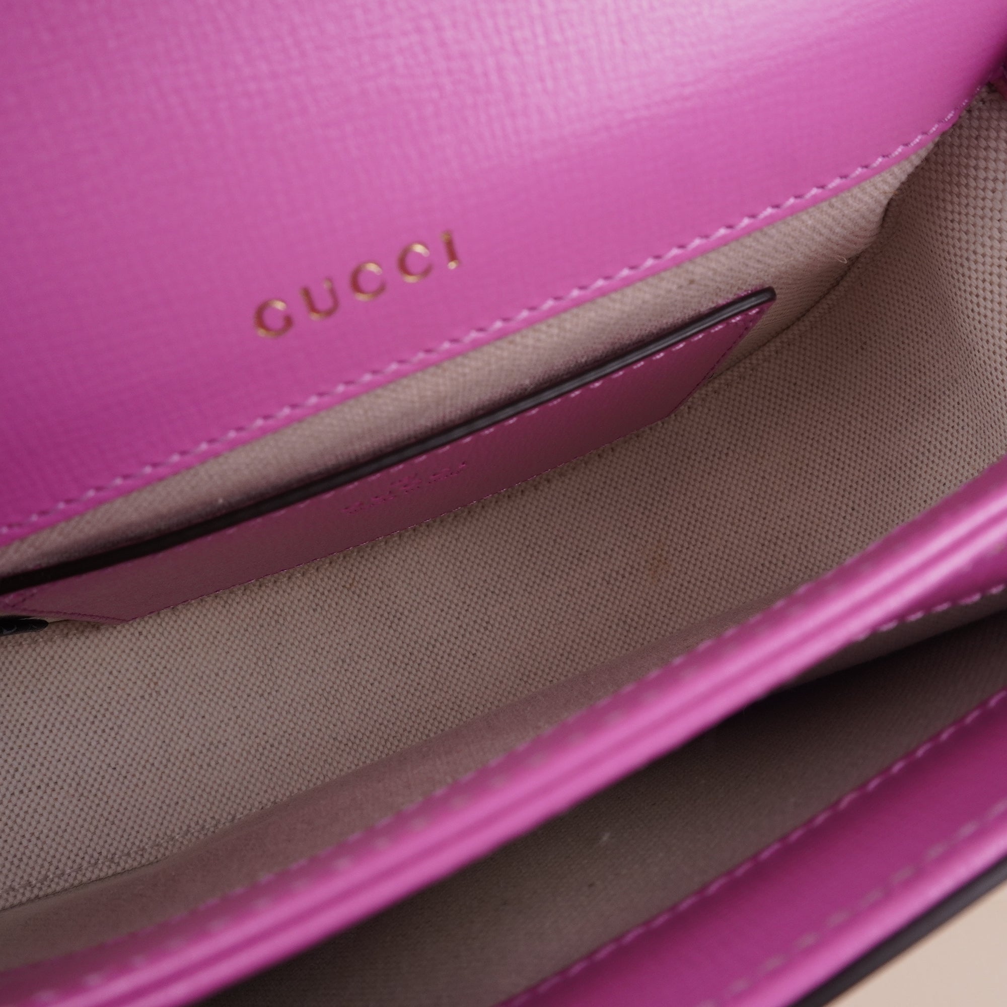 PRE-OWNED GG Azalea Calfskin Mini Top Handle Horsebit 1955 Crossbody Bag Libre Pink