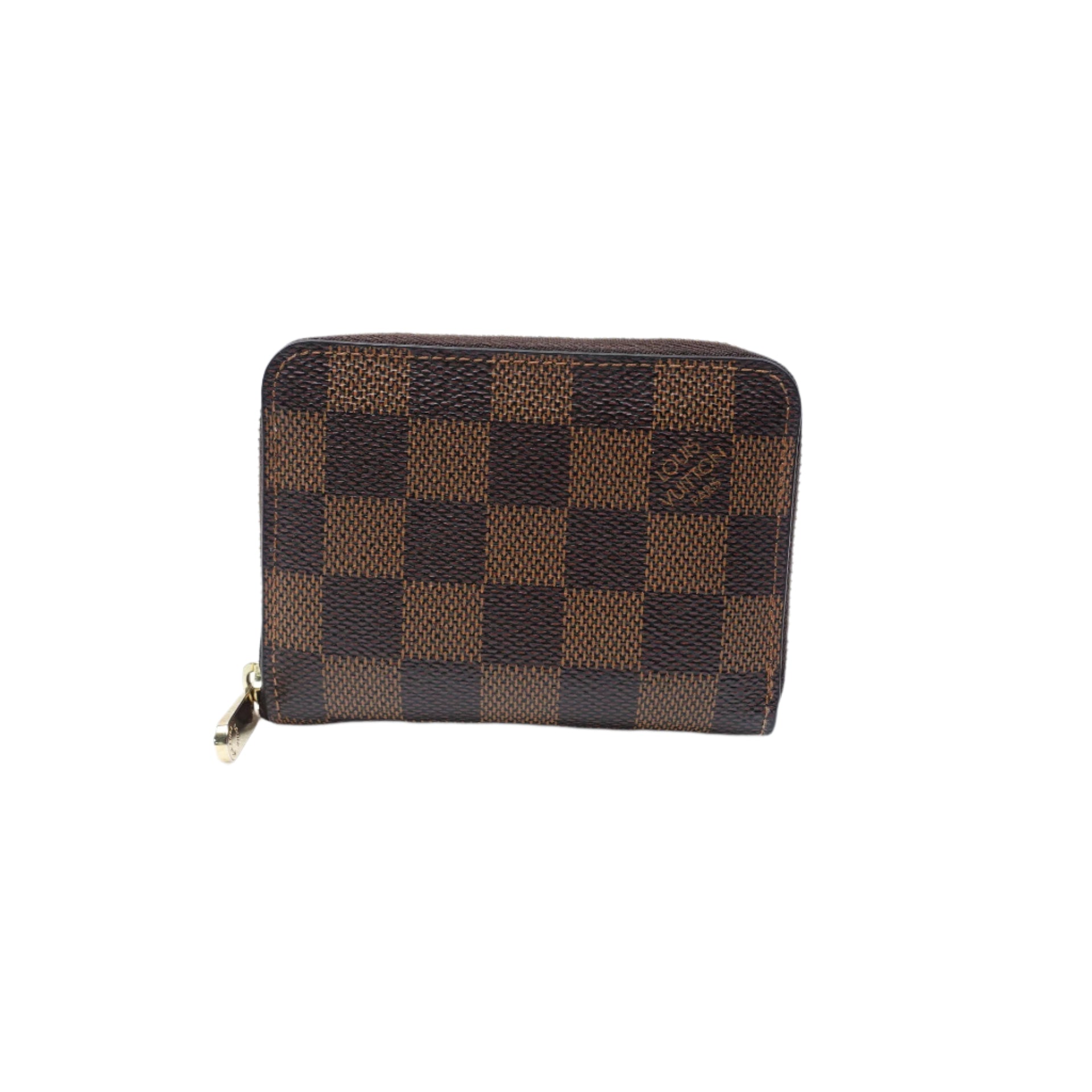 Monedero con cremallera de lona LV Damier Ebene de segunda mano