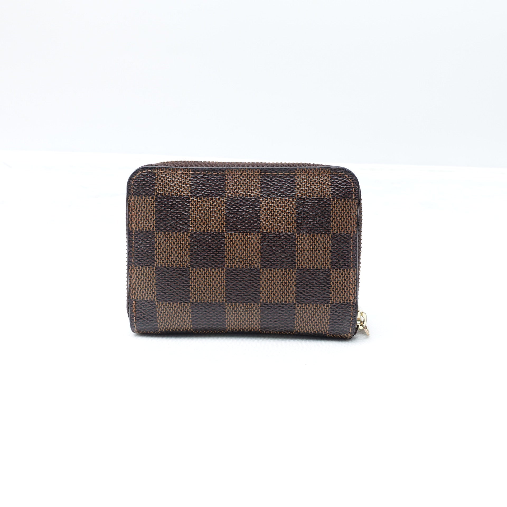 Monedero con cremallera de lona LV Damier Ebene de segunda mano