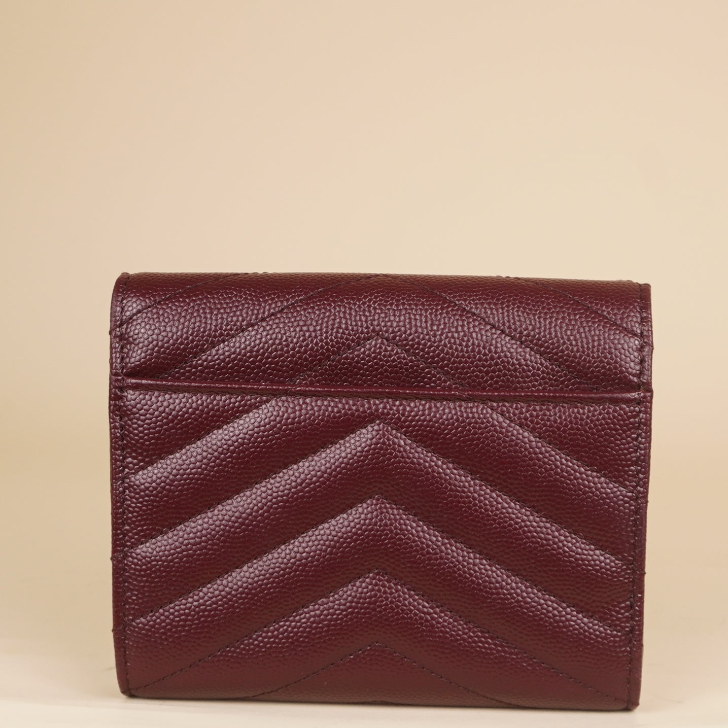 PRE-OWNED YSL Burgundy Matelasse Leather Cassandre Multi-Fold Wallet