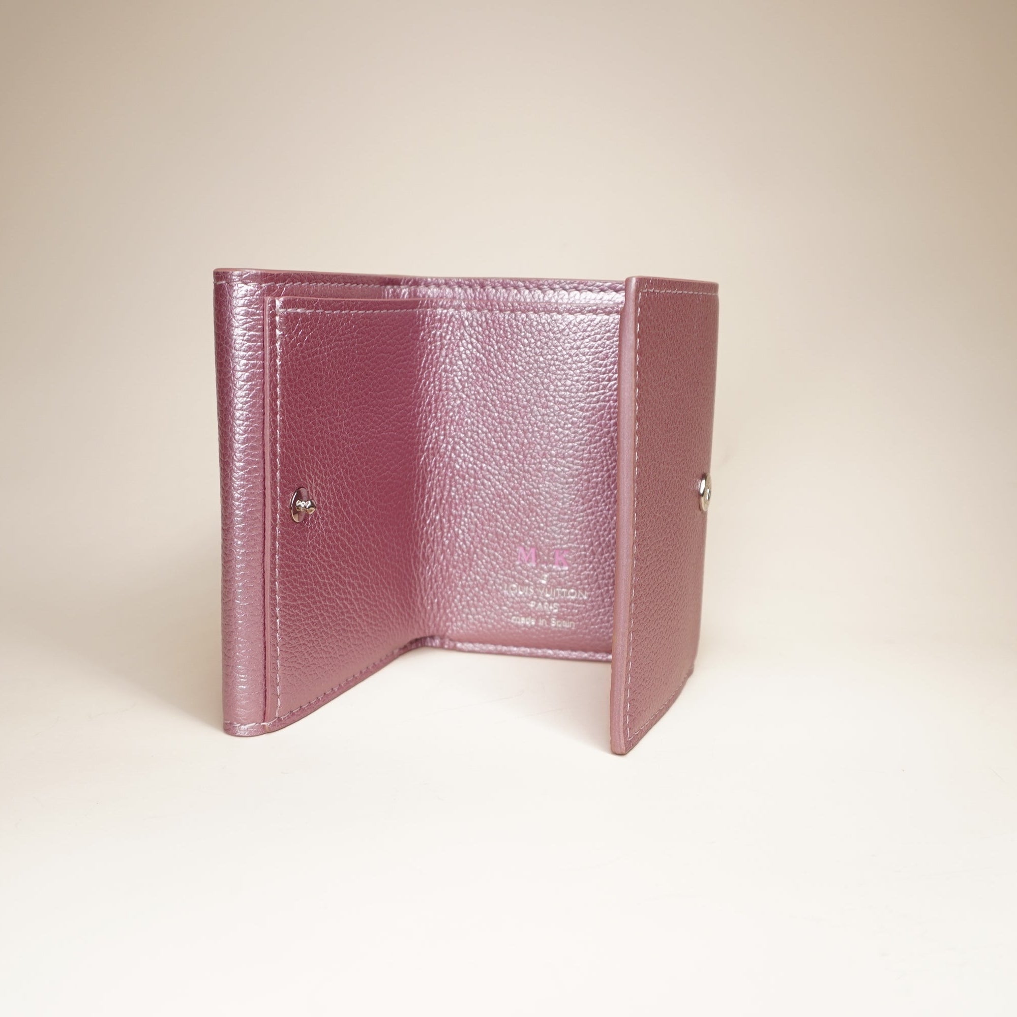 PRE-OWNED LV Lockmini Short Wallet Lockme Pink Silver