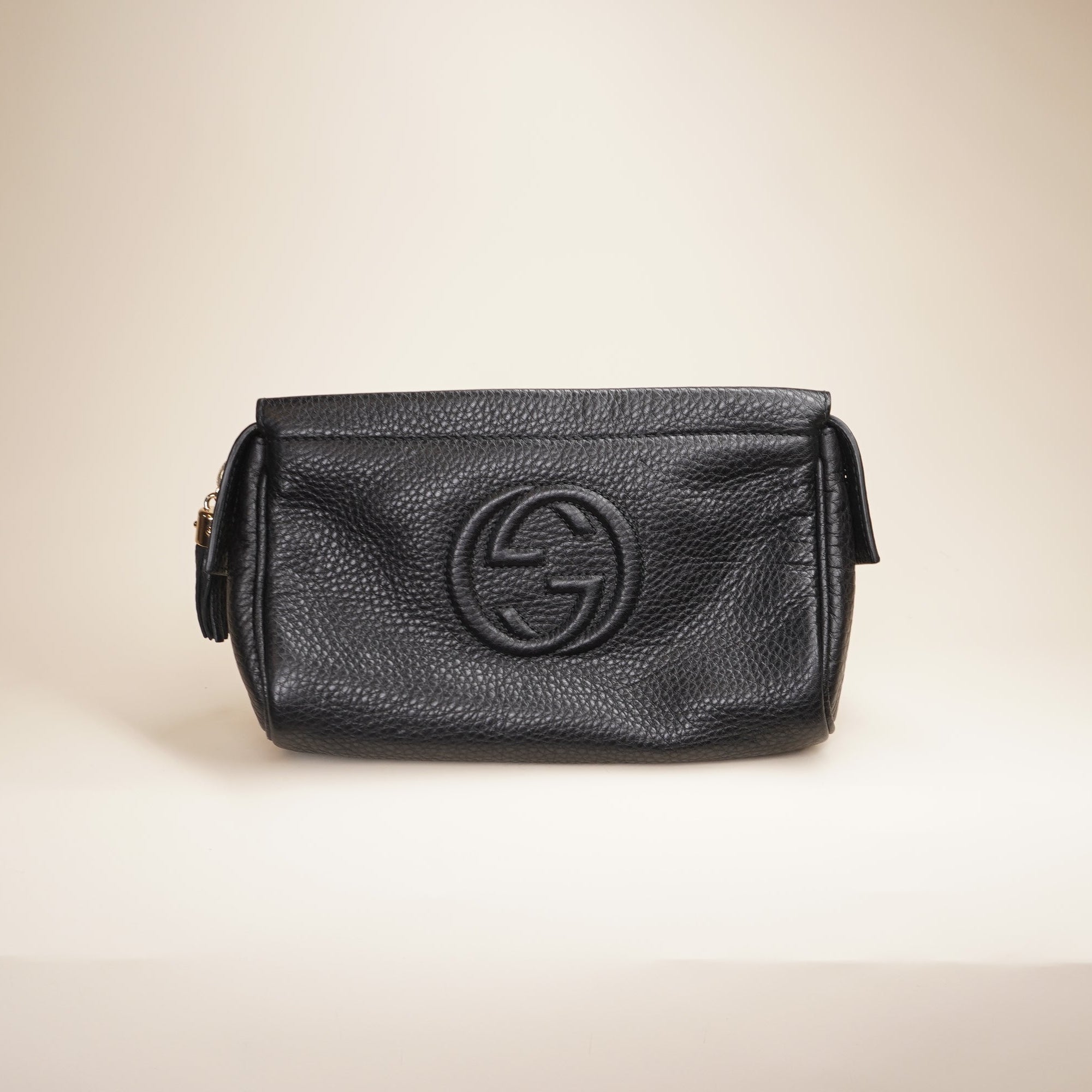 PRE-OWNED Black Pebbled Leather Soho Cosmetic Pouch