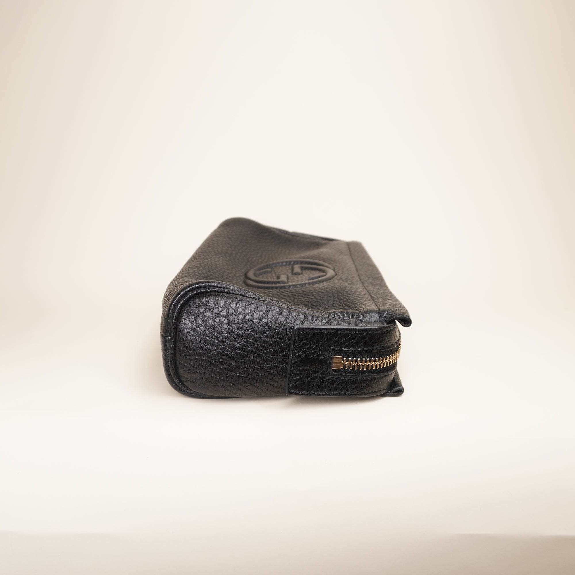 PRE-OWNED Black Pebbled Leather Soho Cosmetic Pouch