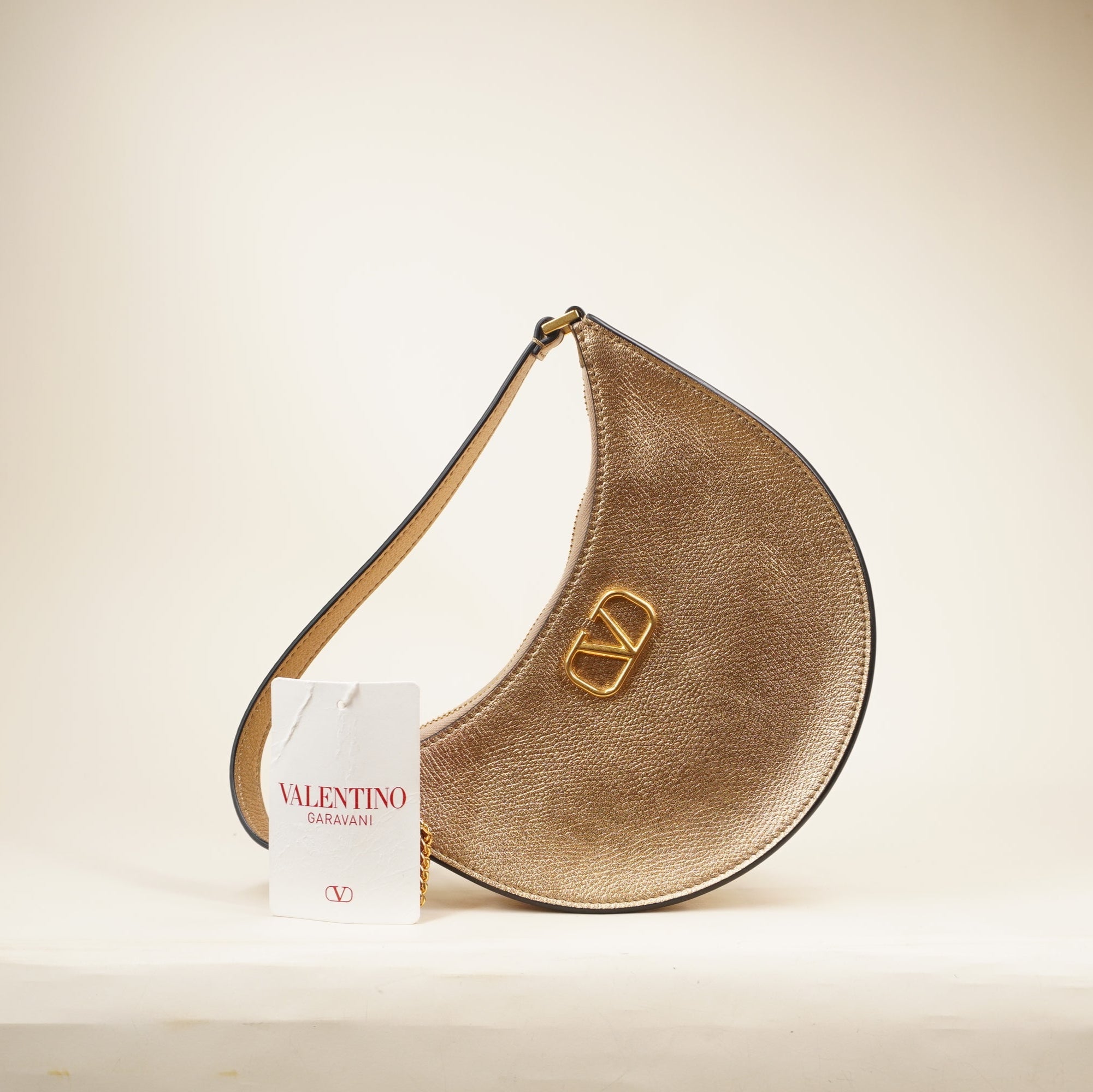 PRE-OWNED Gold VLogo Signature Mini Leather Shoulder Bag