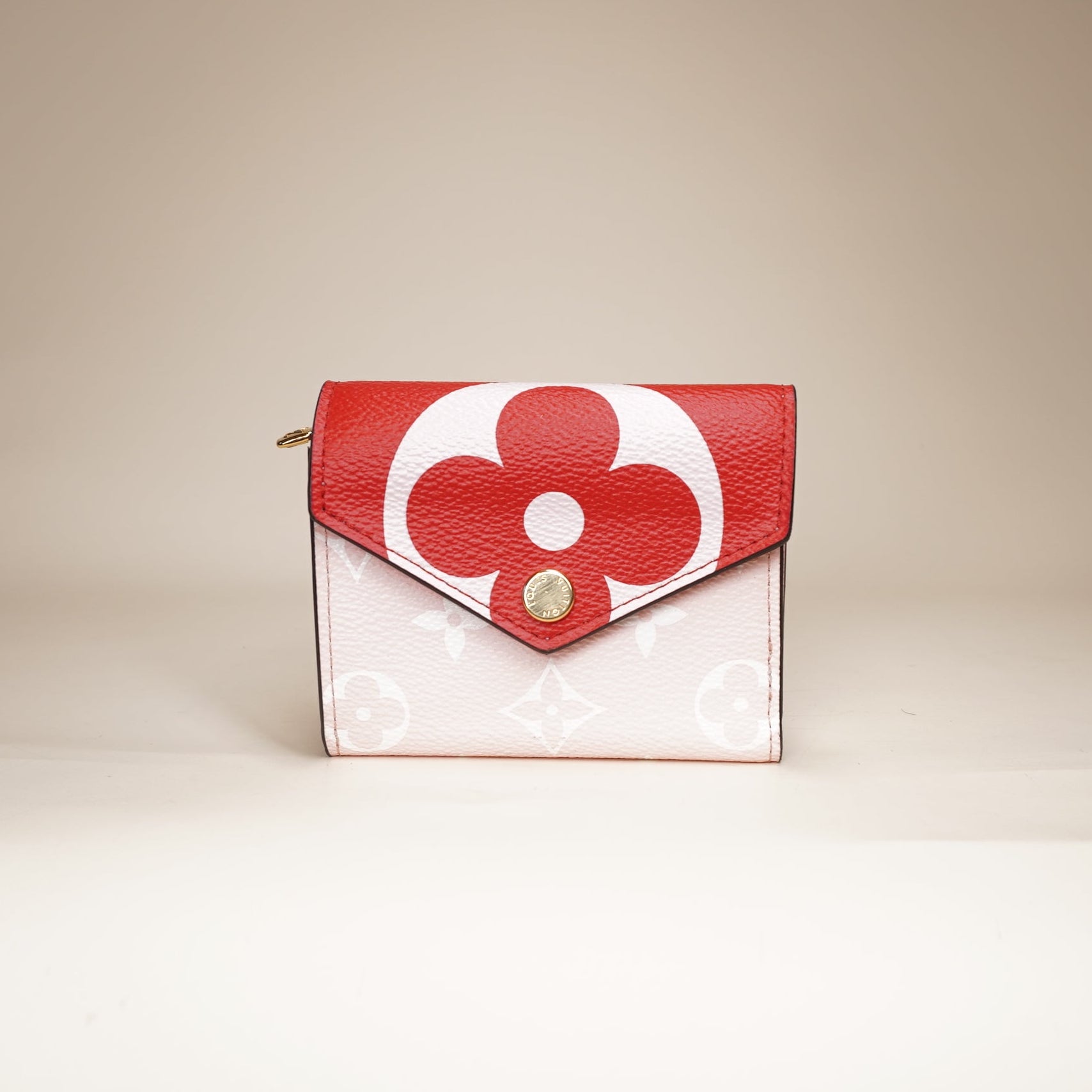 PRE-OWNED LV Rouge Rose Monogram Giant Canvas Zoé Wallet