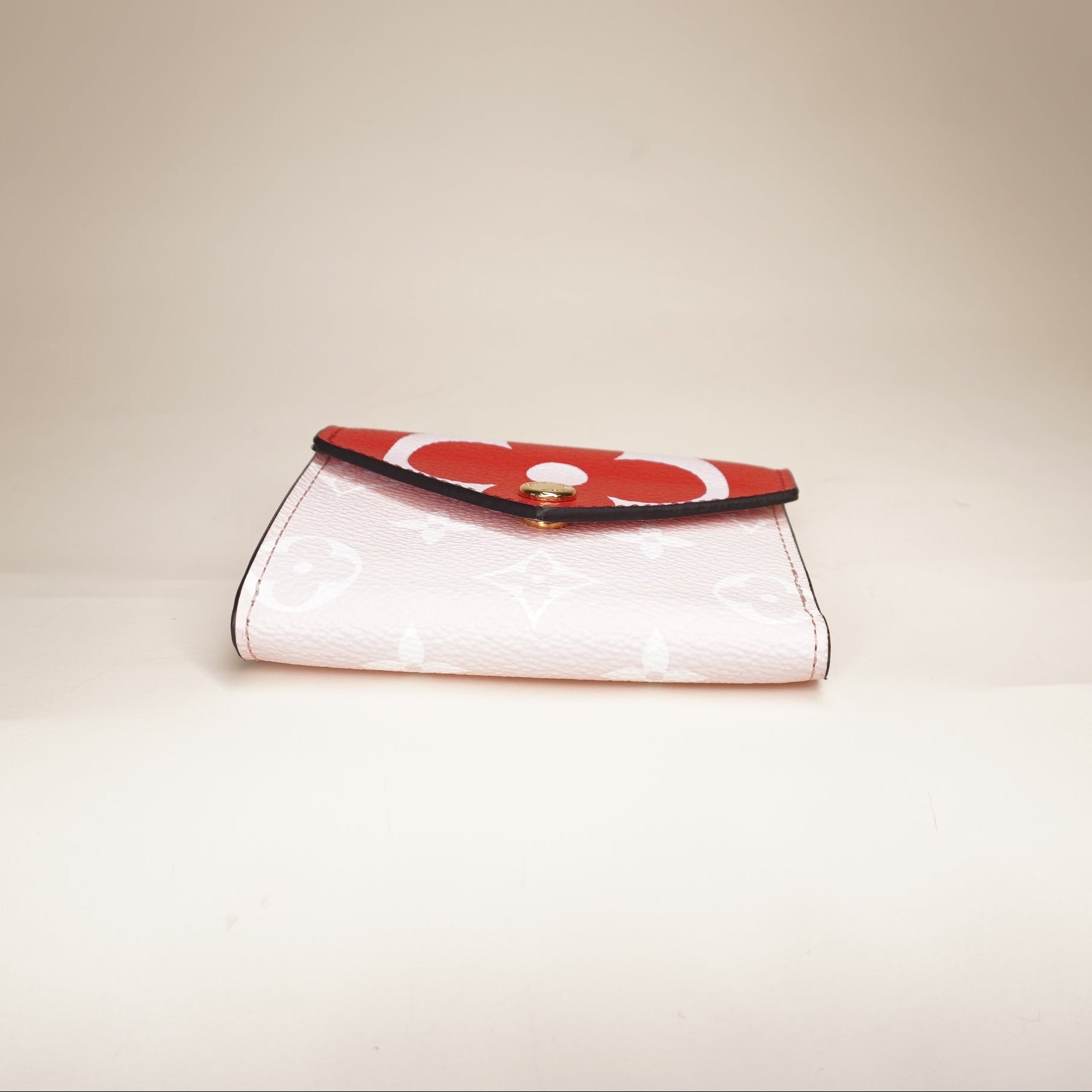 PRE-OWNED LV Rouge Rose Monogram Giant Canvas Zoé Wallet