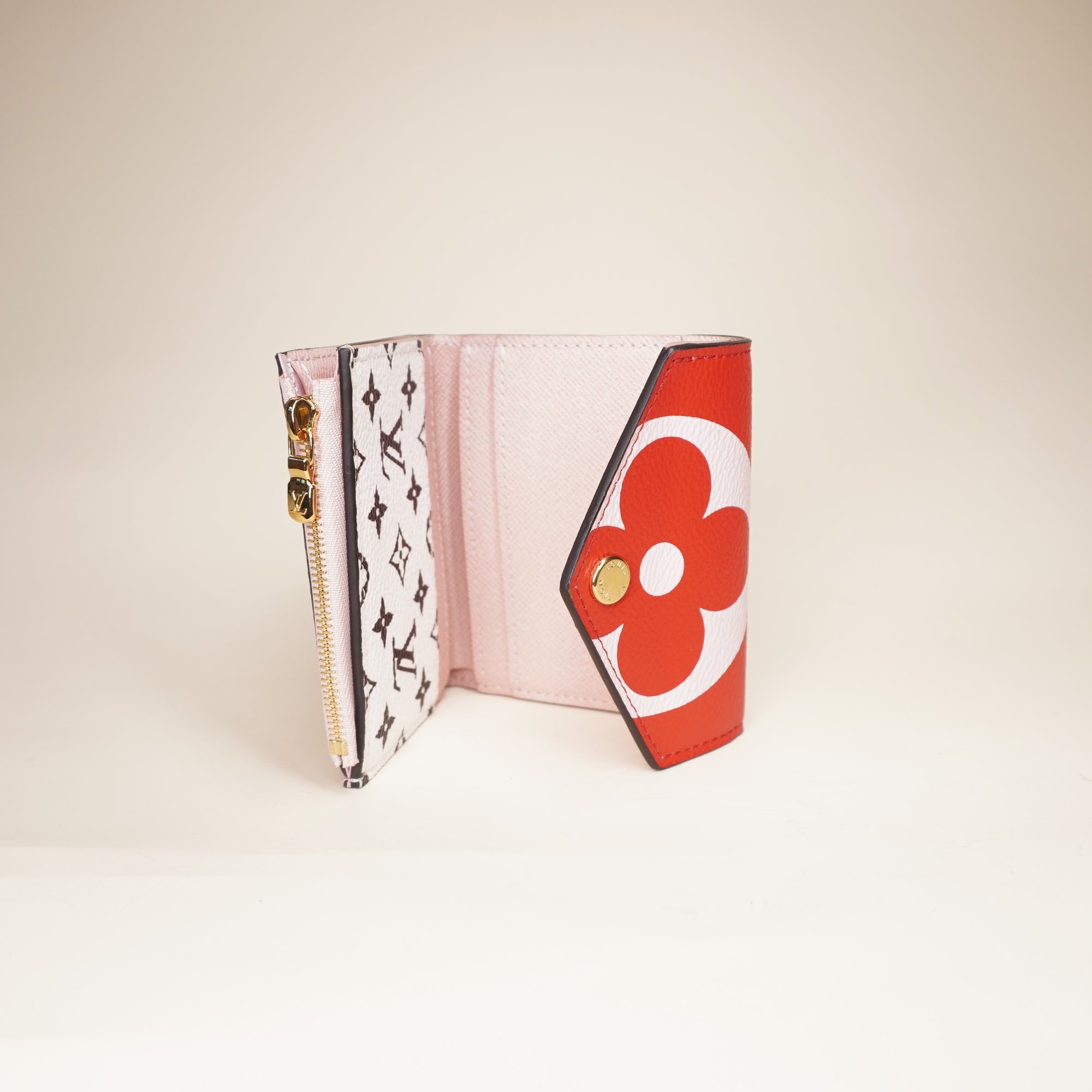 PRE-OWNED LV Rouge Rose Monogram Giant Canvas Zoé Wallet