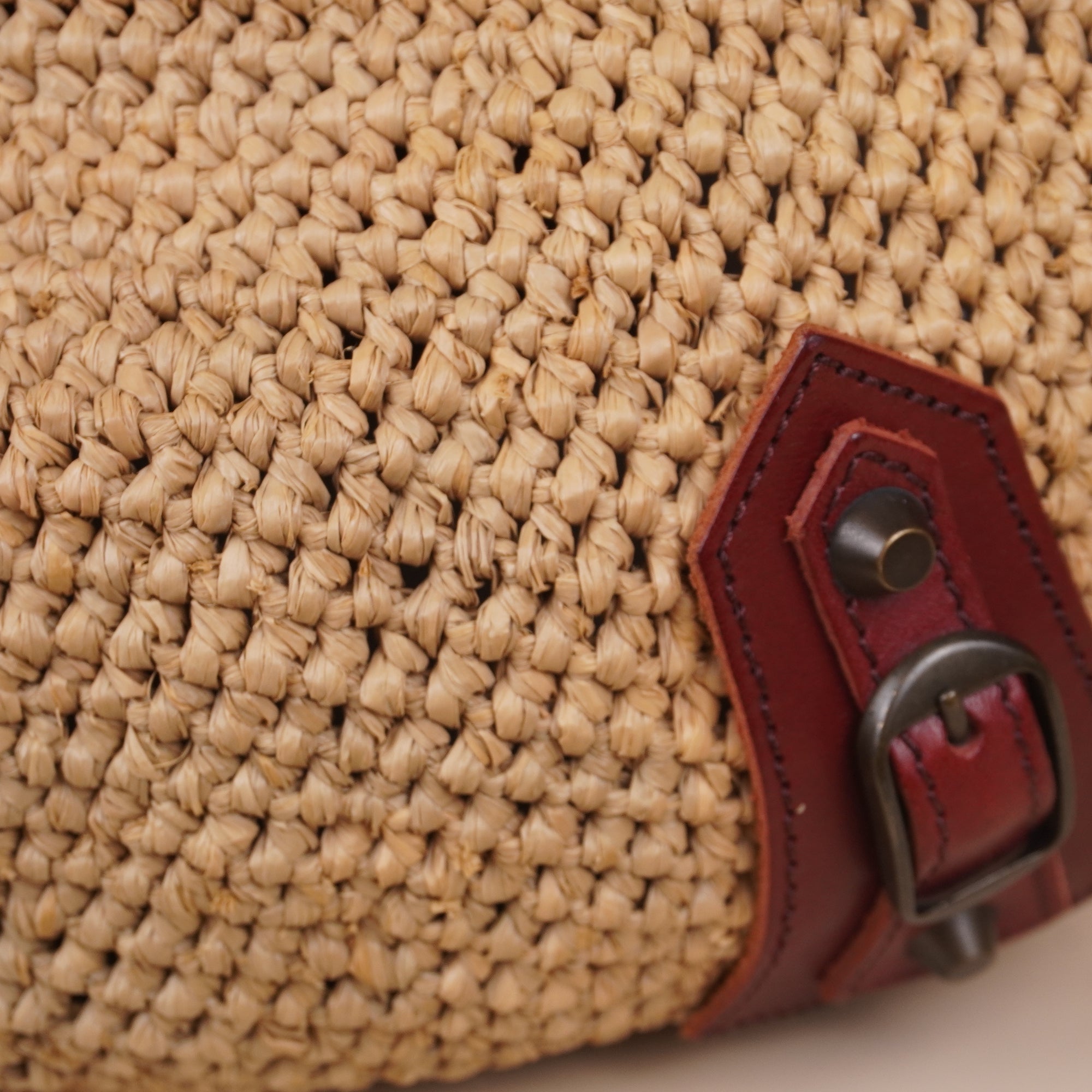 PRE-OWNED Raffia Calfskin Panier Basket Tote