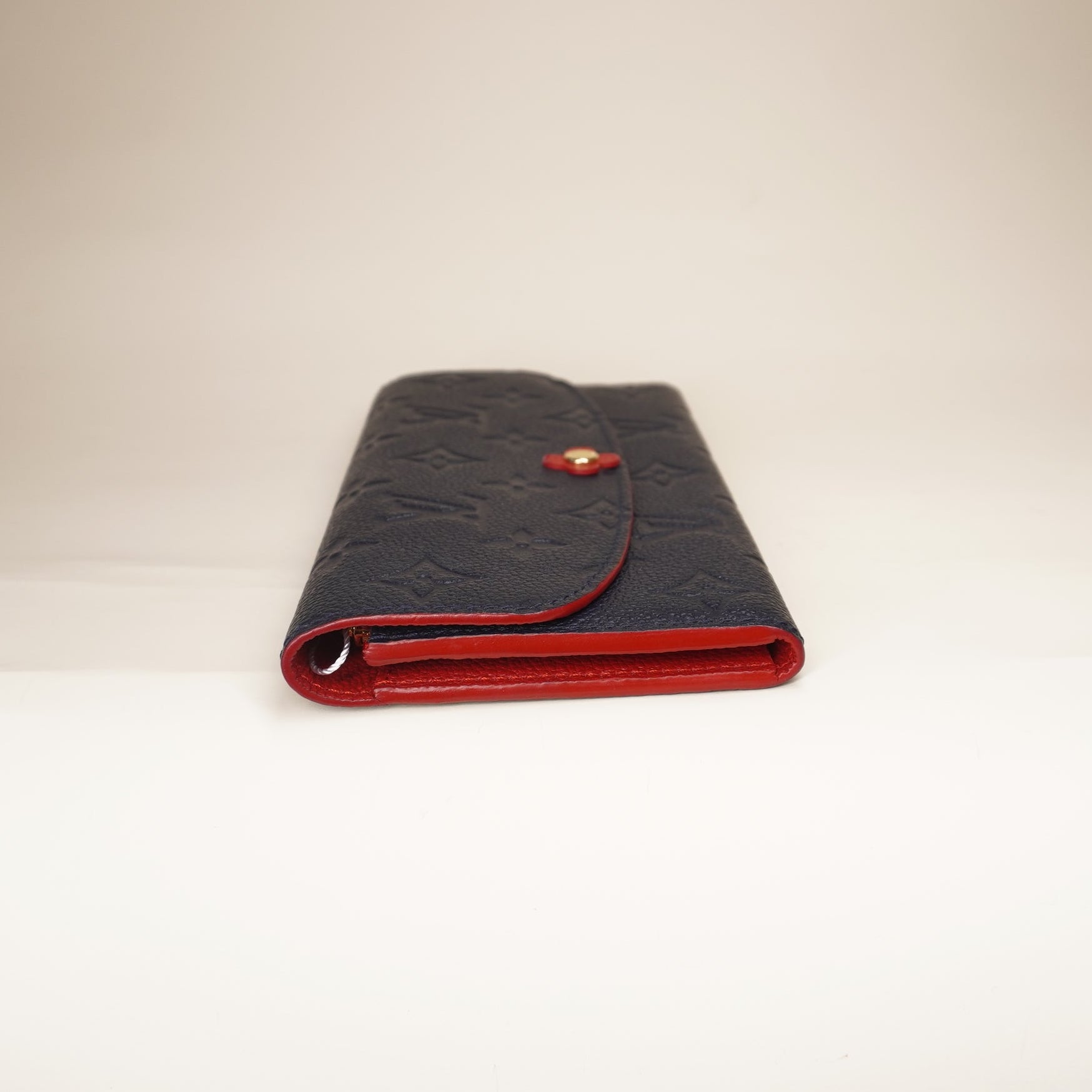  PRE-OWNED LV Monogram Empreinte Leather Emilie Bloom Flower Wallet Navy Red