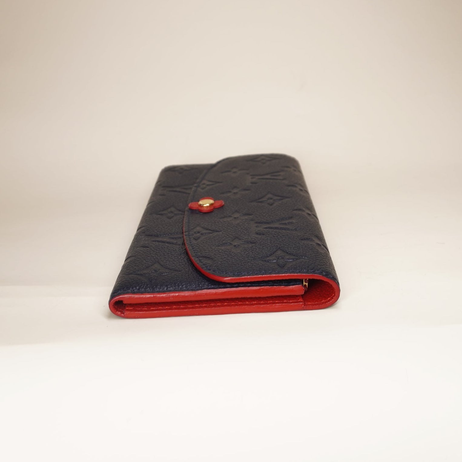  PRE-OWNED LV Monogram Empreinte Leather Emilie Bloom Flower Wallet Navy Red