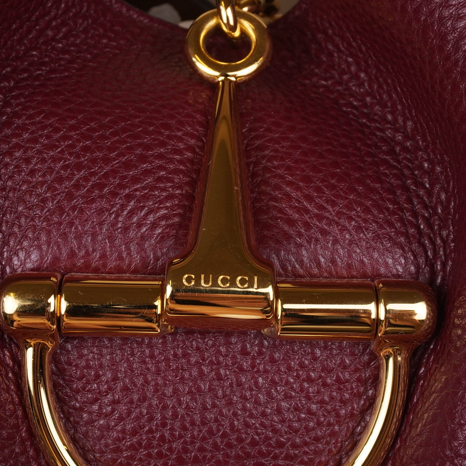 PRE-OWNED GG Dark Red Grained Calfskin Leather Softbit Shoulder Bag