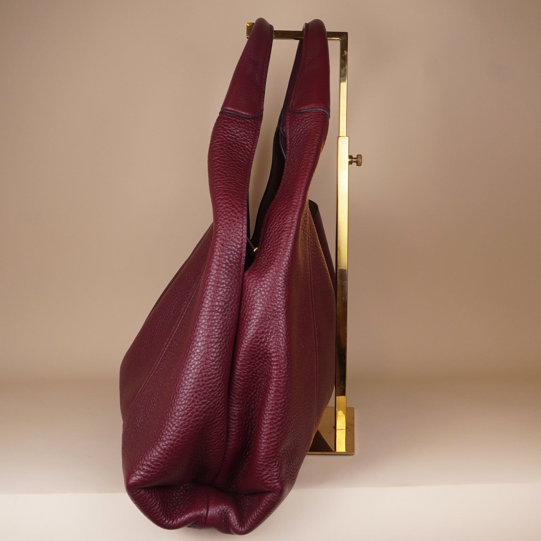 PRE-OWNED GG Dark Red Grained Calfskin Leather Softbit Shoulder Bag