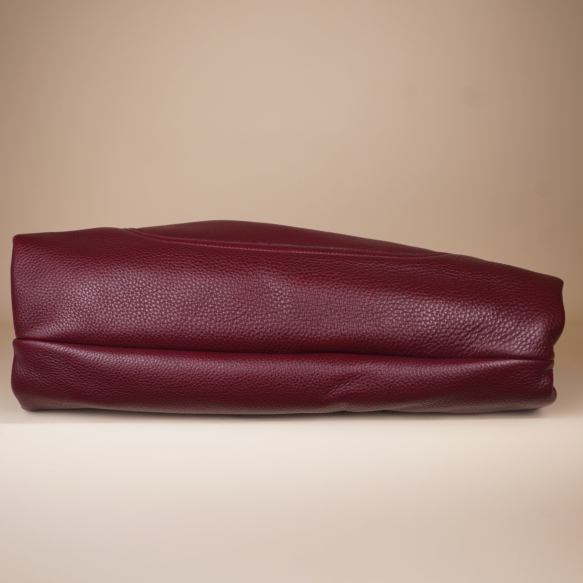 PRE-OWNED GG Dark Red Grained Calfskin Leather Softbit Shoulder Bag