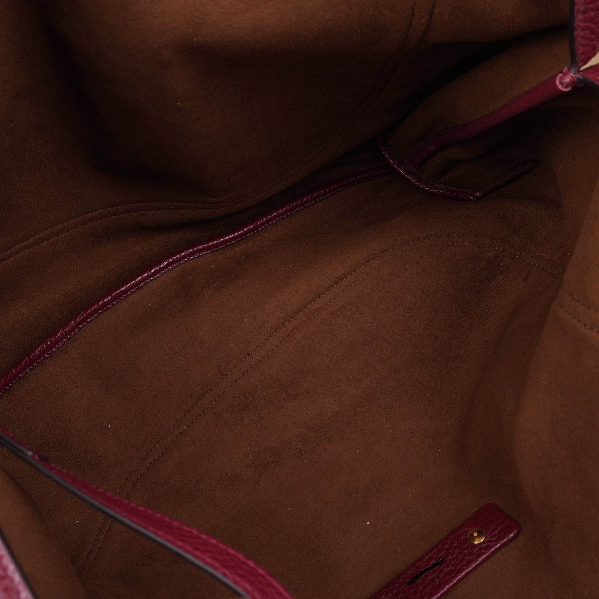 PRE-OWNED GG Dark Red Grained Calfskin Leather Softbit Shoulder Bag