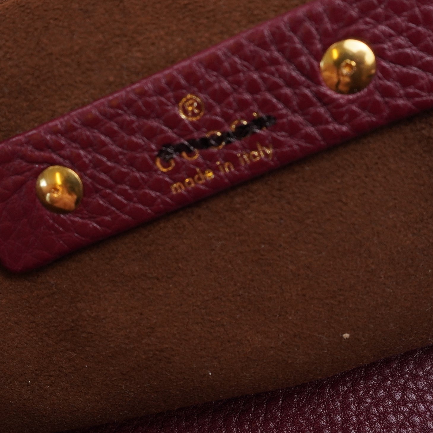 PRE-OWNED GG Dark Red Grained Calfskin Leather Softbit Shoulder Bag