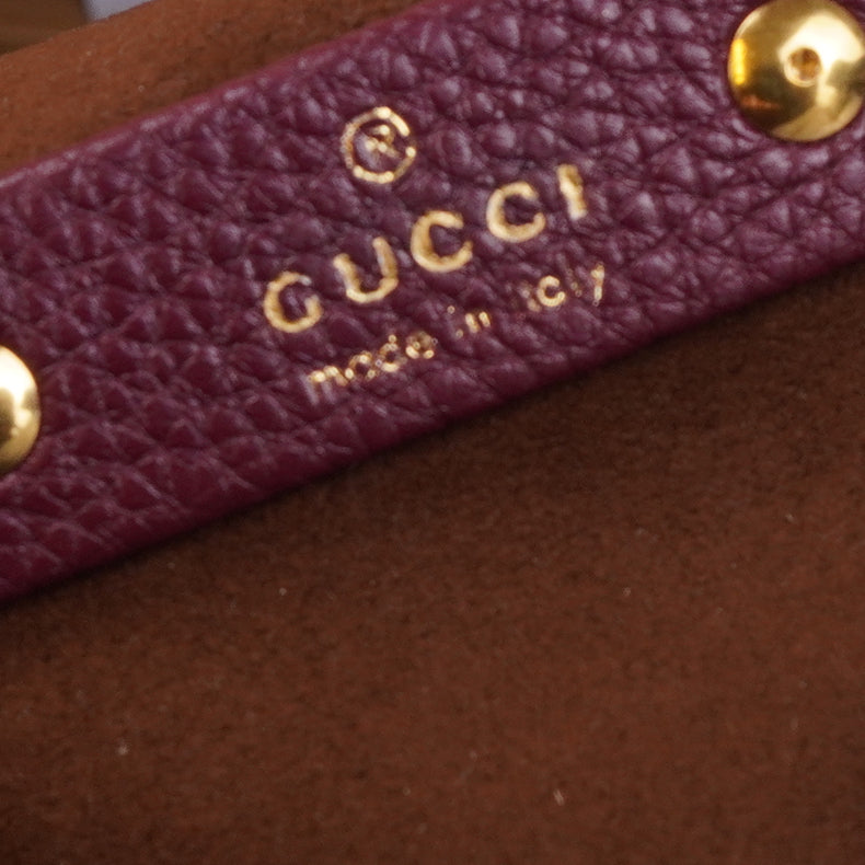 PRE-OWNED GG Dark Red Grained Calfskin Leather Softbit Shoulder Bag